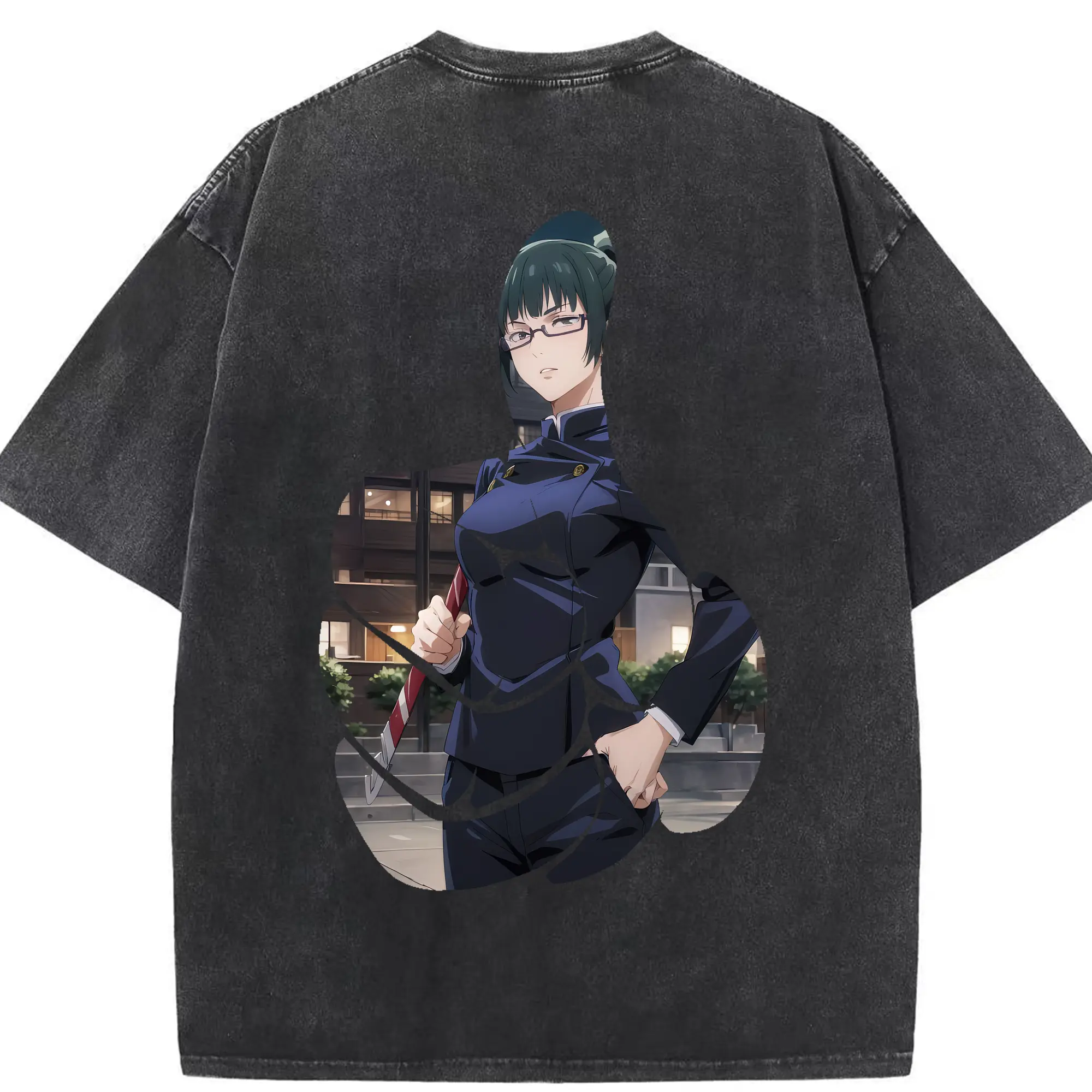 呪術廻戦 グッズ,禪院 真希 - 綿100％ ヴィンテージ風 半袖Tシャツ ・ 背面プリント ・ 柔らか肌触り ・ 通気性 快適 ・ スポーツ カジュアル 外出用