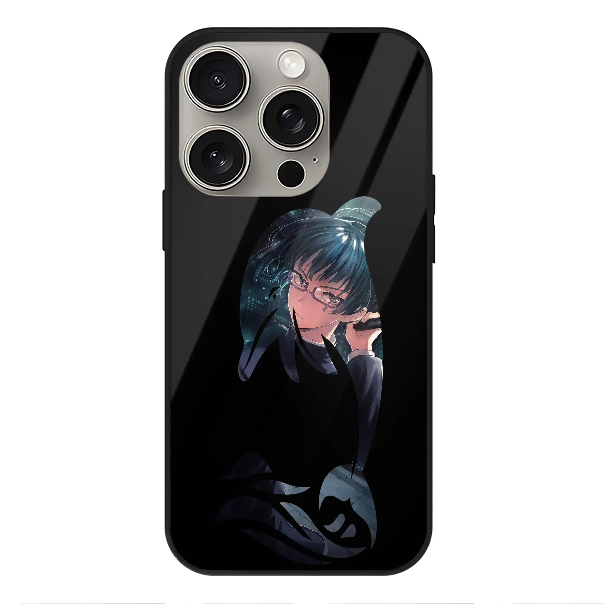 呪術廻戦 グッズ,禪院 真希 - IPhone15Pro対応 ・ スマホケース ・ 背面ガラス ・ TPU+強化ガラス ・ 耐衝撃 ・ 黄変防止 ・ ワイヤレス充電対応 ・ 3D立体ボタン