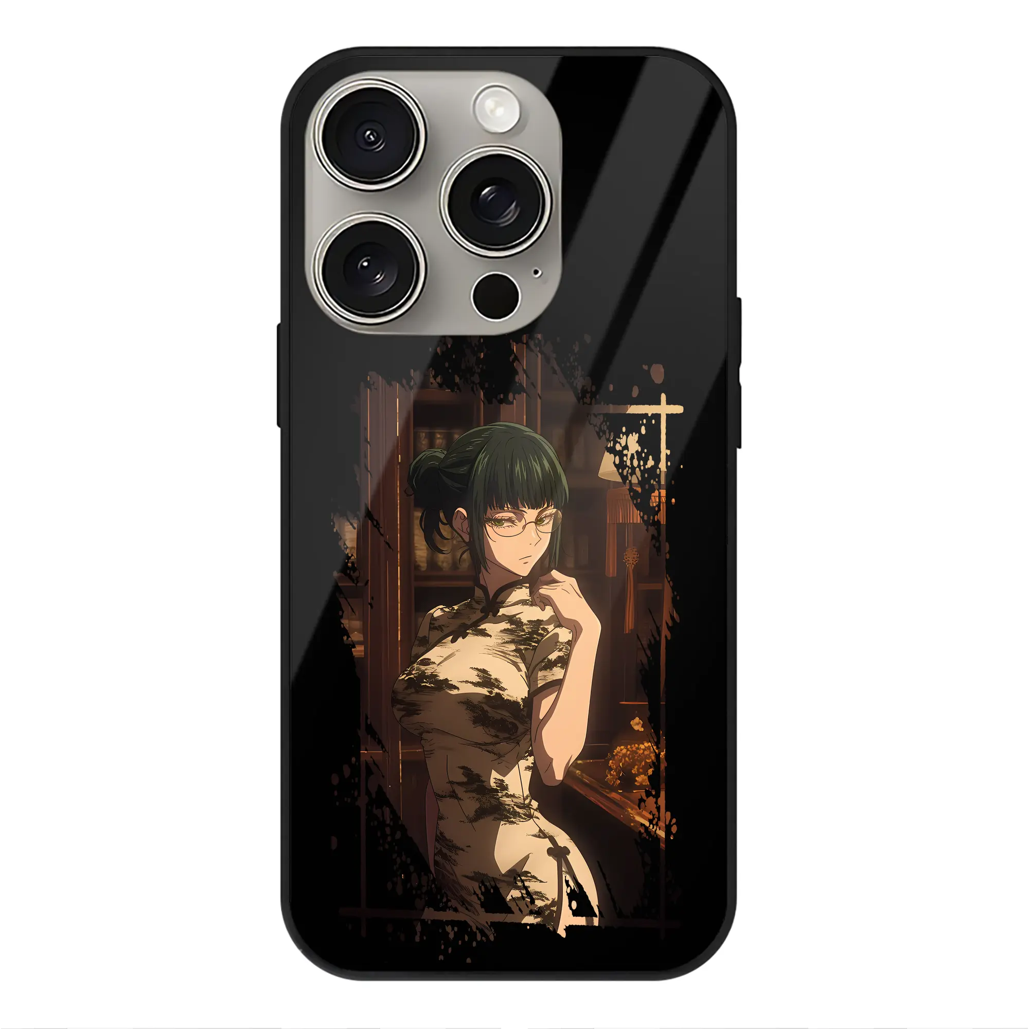 呪術廻戦 グッズ,禪院 真希 - IPhone15Pro対応 ・ スマホケース ・ 背面ガラス ・ TPU+強化ガラス ・ 耐衝撃 ・ 黄変防止 ・ ワイヤレス充電対応 ・ 3D立体ボタン