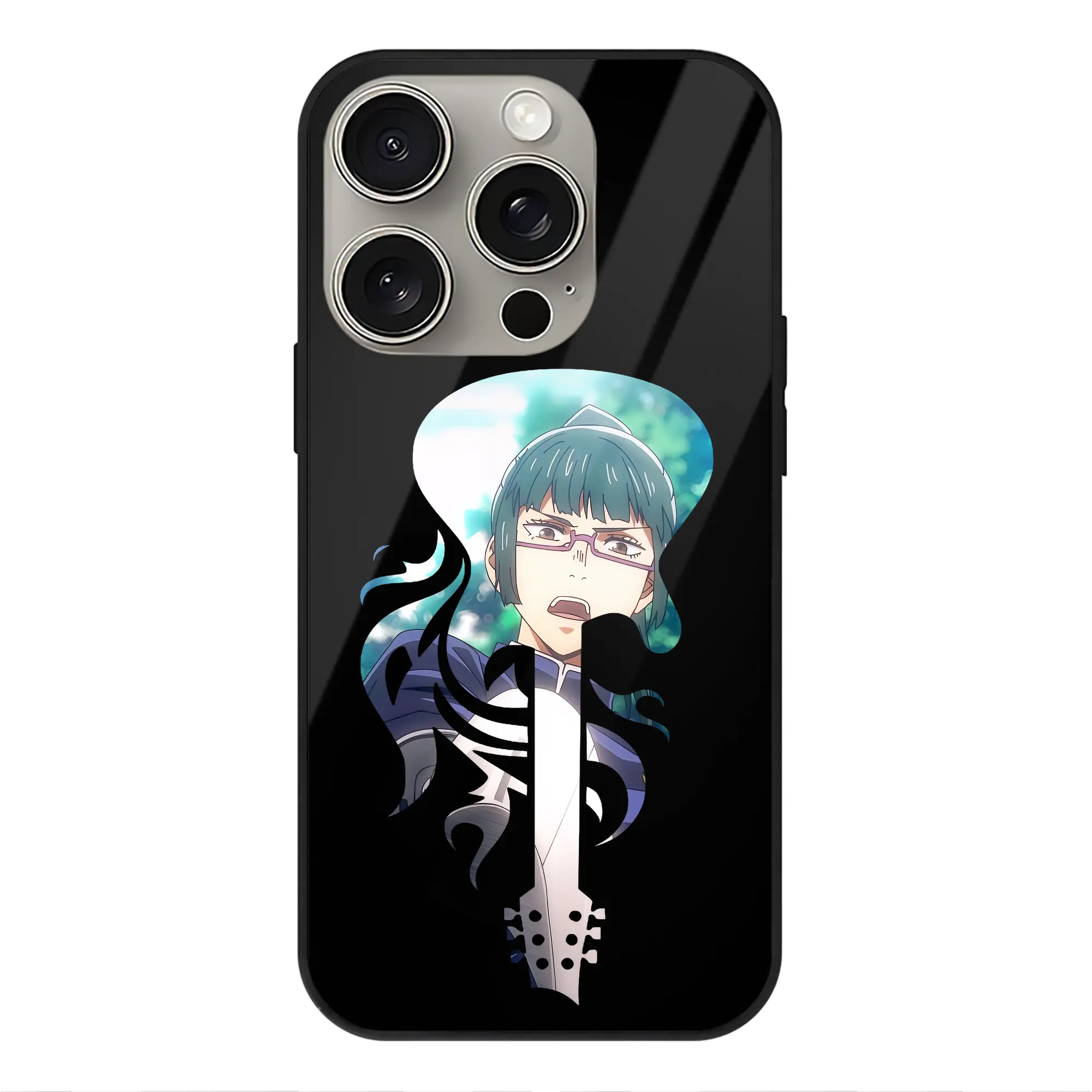 呪術廻戦 グッズ,禪院 真希 - IPhone15Pro対応 ・ スマホケース ・ 背面ガラス ・ TPU+強化ガラス ・ 耐衝撃 ・ 黄変防止 ・ ワイヤレス充電対応 ・ 3D立体ボタン