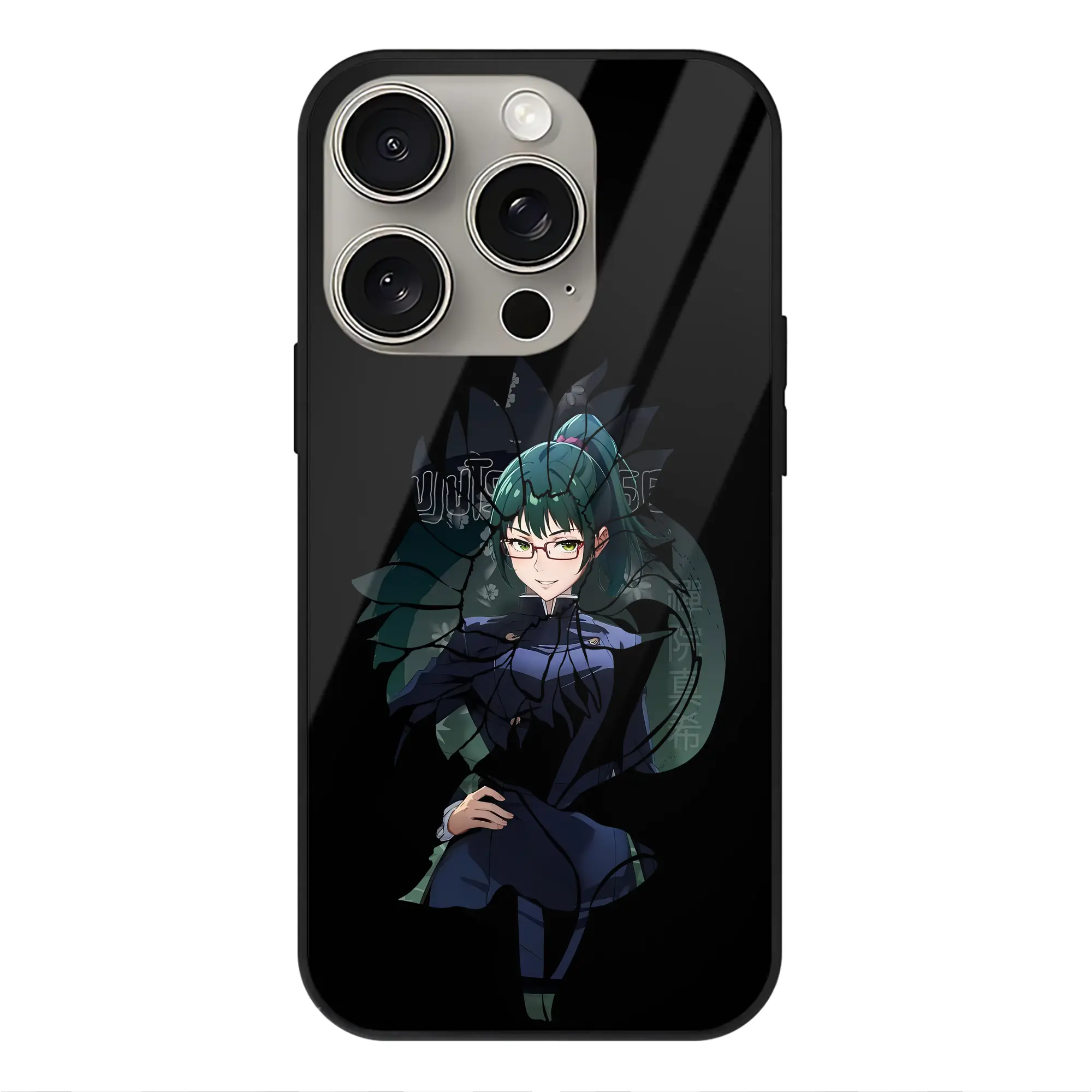 呪術廻戦 グッズ,禪院 真希 - IPhone15Pro対応 ・ スマホケース ・ 背面ガラス ・ TPU+強化ガラス ・ 耐衝撃 ・ 黄変防止 ・ ワイヤレス充電対応 ・ 3D立体ボタン