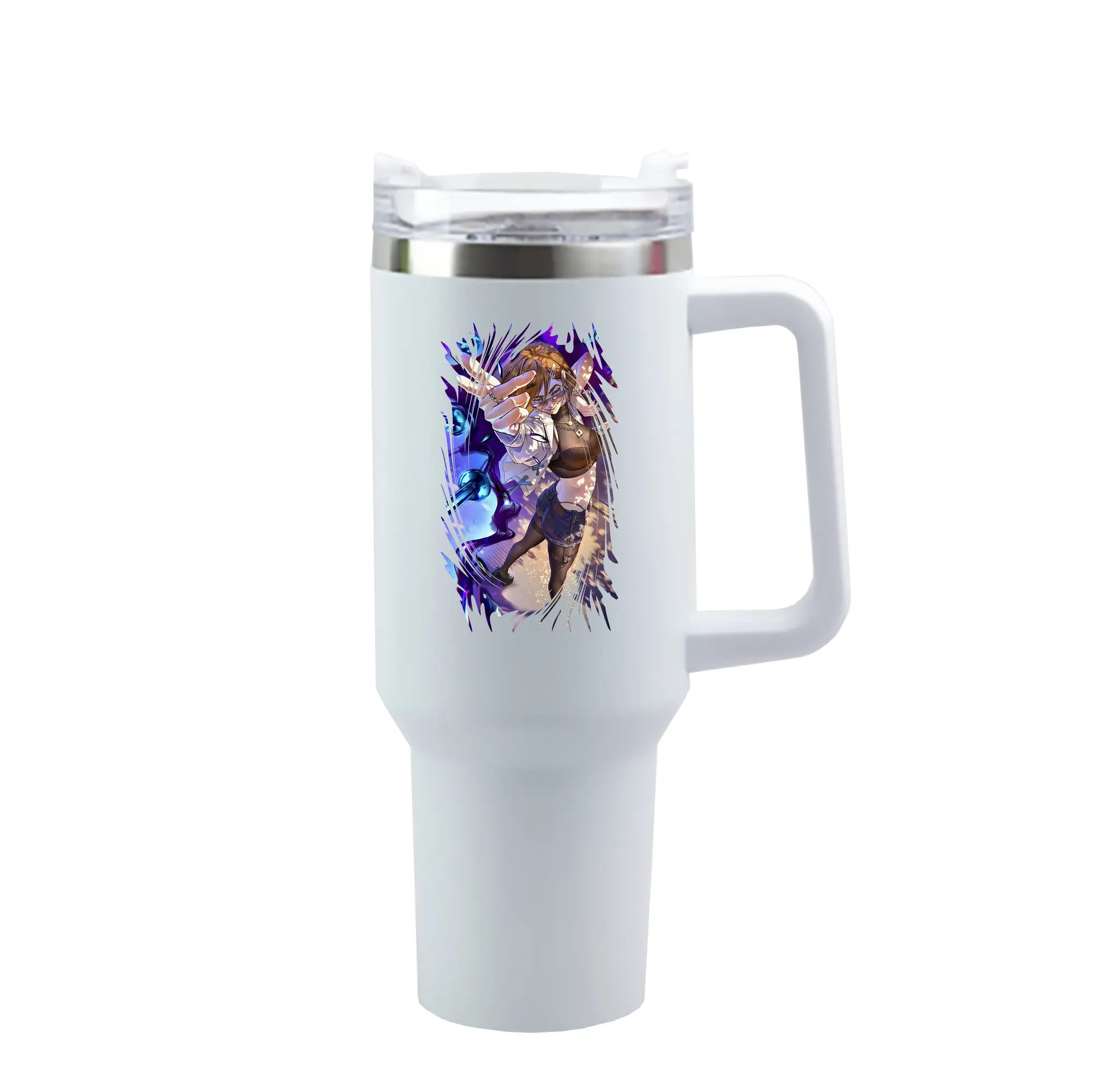 呪術廻戦 グッズ,釘崎 野薔薇 - 1200mL 車用タンブラー ・ クリスタルステッカー ・ 304ステンレス 内側 ・ 201ステンレス 外側 ・ 保温 保冷 ・ ハンドル＆ストロー付き ・ 通勤 ドライブ アウトドア用