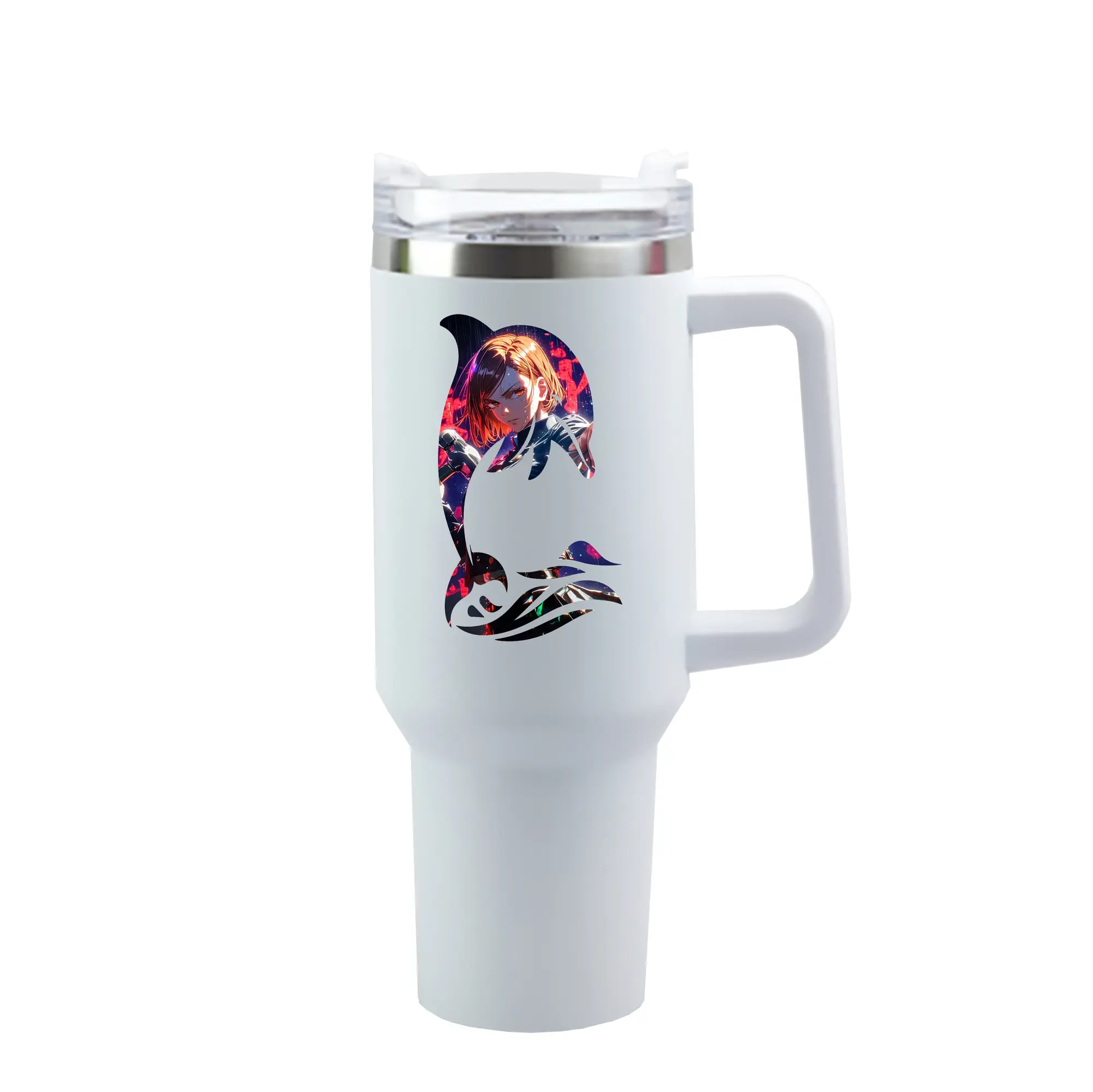 呪術廻戦 グッズ,釘崎 野薔薇 - 1200mL 車用タンブラー ・ クリスタルステッカー ・ 304ステンレス 内側 ・ 201ステンレス 外側 ・ 保温 保冷 ・ ハンドル＆ストロー付き ・ 通勤 ドライブ アウトドア用