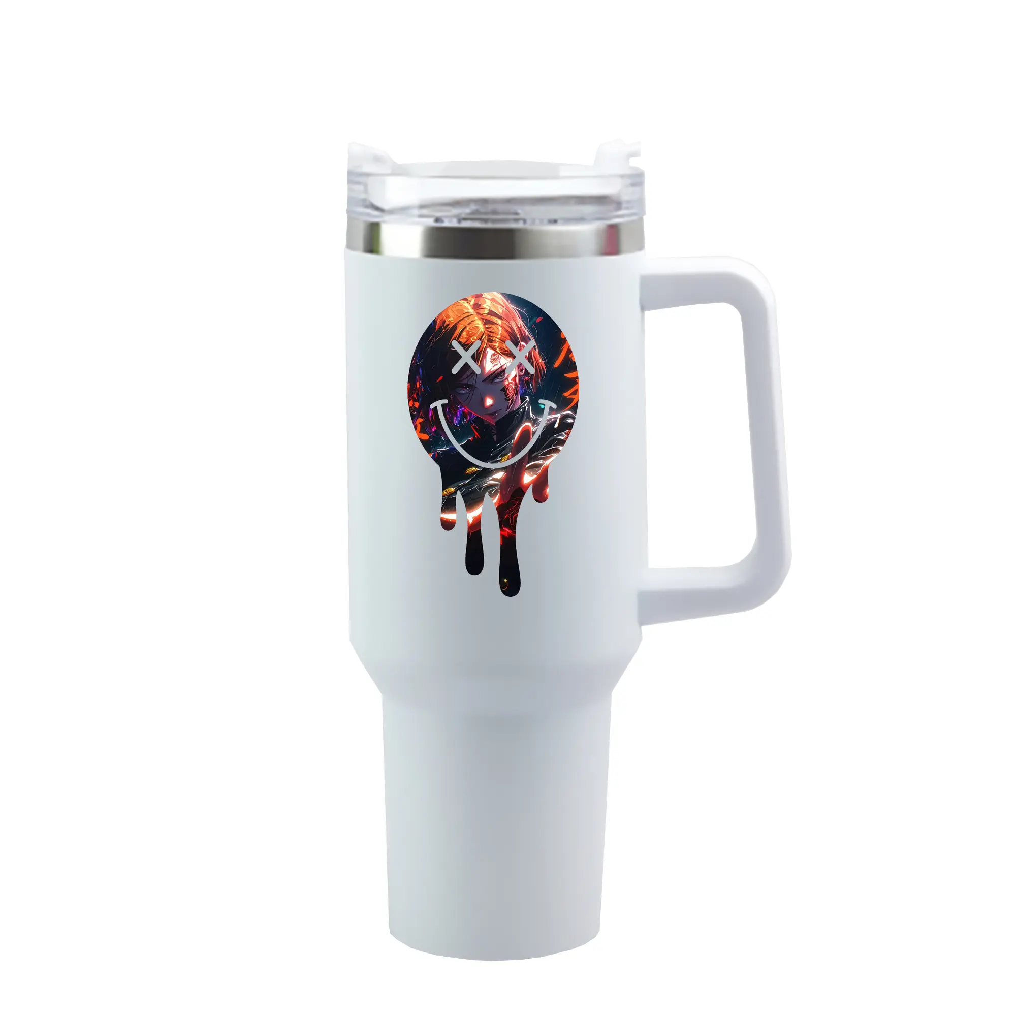 呪術廻戦 グッズ,釘崎 野薔薇 - 1200mL 車用タンブラー ・ クリスタルステッカー ・ 304ステンレス 内側 ・ 201ステンレス 外側 ・ 保温 保冷 ・ ハンドル＆ストロー付き ・ 通勤 ドライブ アウトドア用