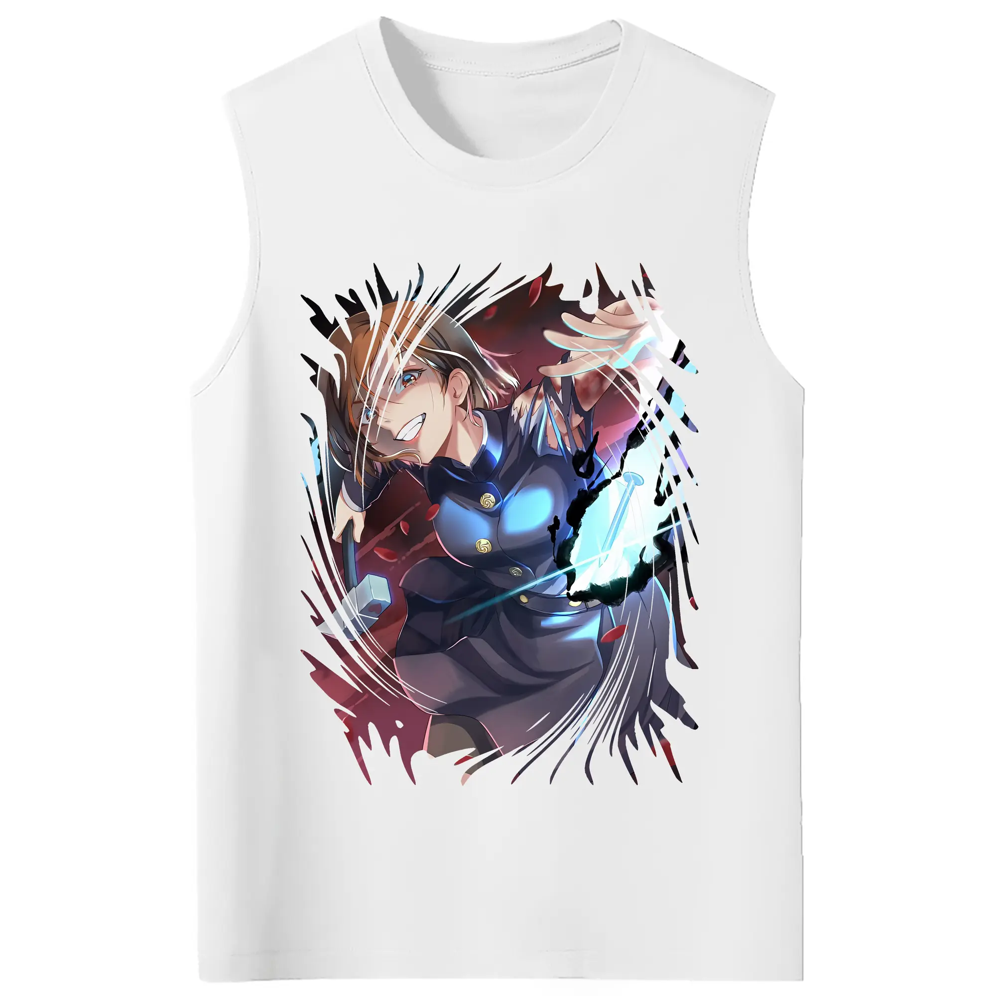 呪術廻戦 グッズ,釘崎 野薔薇 - コットン100％ タンクトップ ・ フロントプリント ・ タイトフィット ・ 快適 通気性 ・ スポーツ カジュアル 散歩用