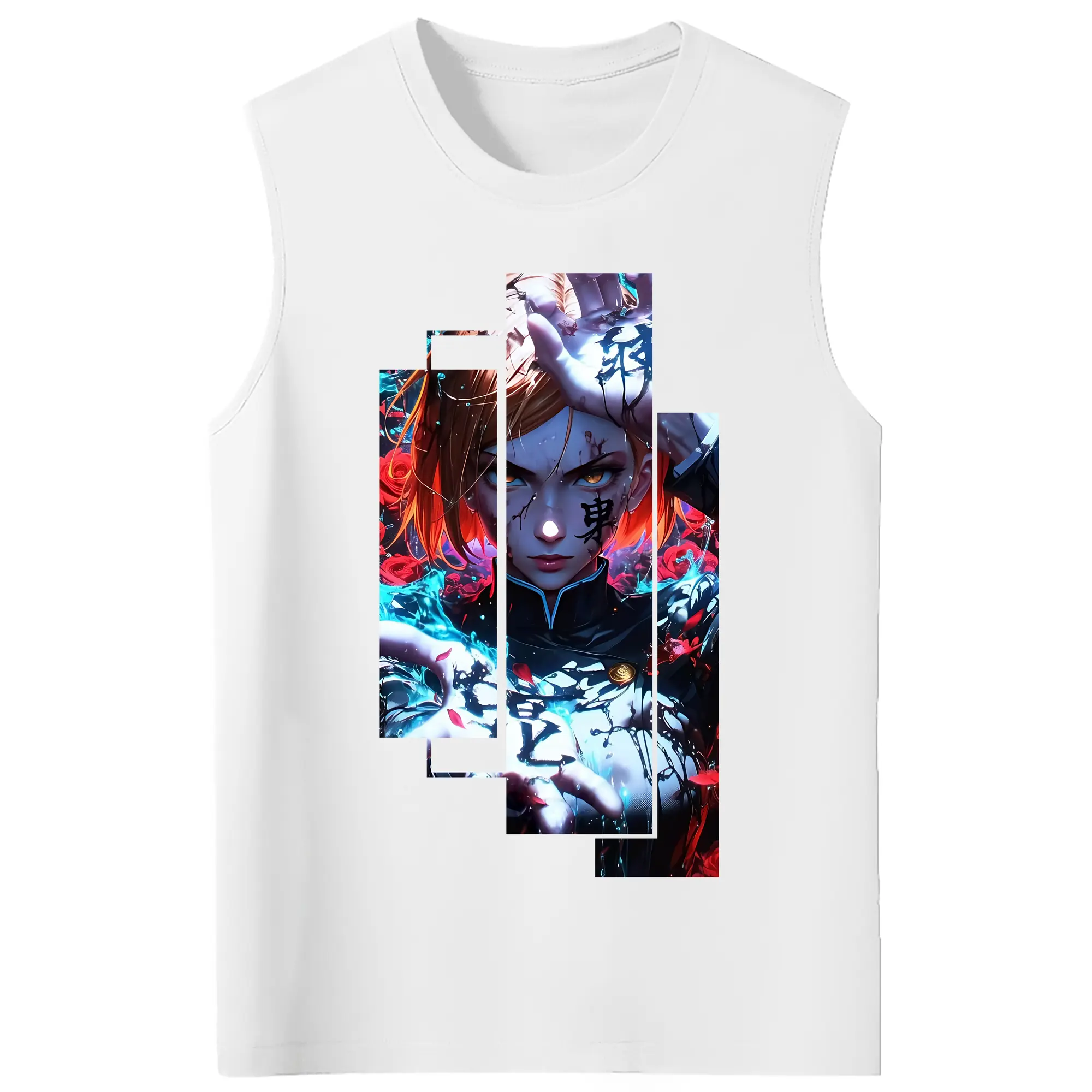 呪術廻戦 グッズ,釘崎 野薔薇 - コットン100％ タンクトップ ・ フロントプリント ・ タイトフィット ・ 快適 通気性 ・ スポーツ カジュアル 散歩用