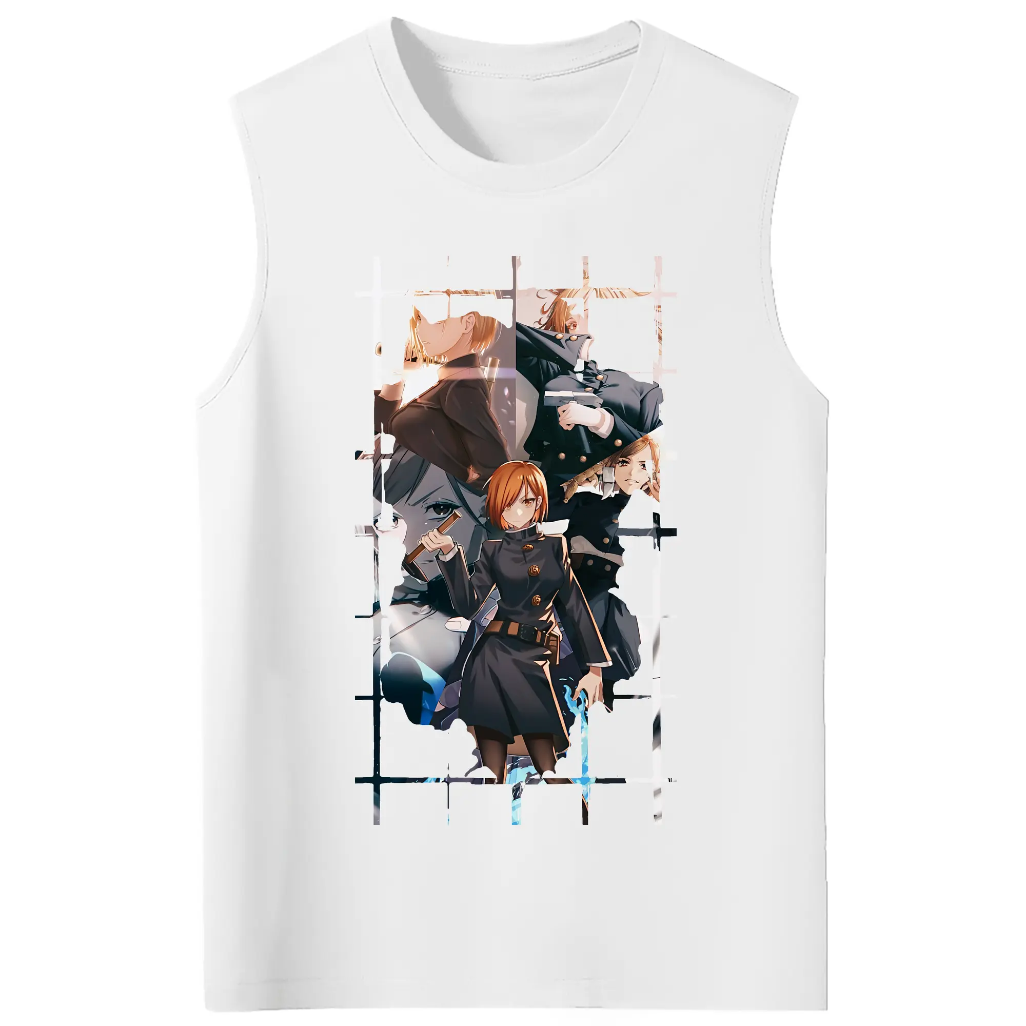 呪術廻戦 グッズ,釘崎 野薔薇 - コットン100％ タンクトップ ・ フロントプリント ・ タイトフィット ・ 快適 通気性 ・ スポーツ カジュアル 散歩用