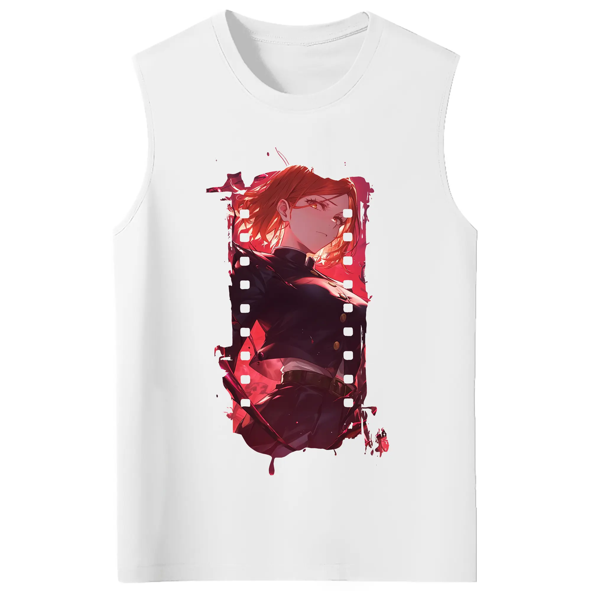 呪術廻戦 グッズ,釘崎 野薔薇 - コットン100％ タンクトップ ・ フロントプリント ・ タイトフィット ・ 快適 通気性 ・ スポーツ カジュアル 散歩用