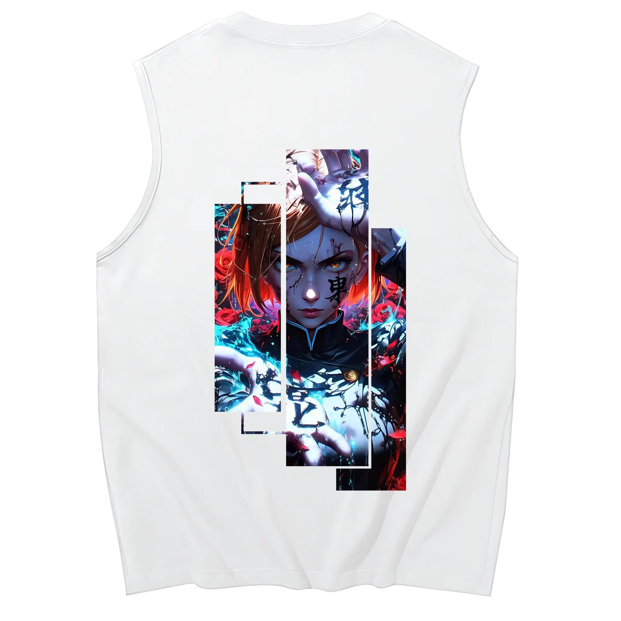 呪術廻戦 グッズ,釘崎 野薔薇 - コットン100％ タンクトップ ・ 背面プリント ・ タイトシルエット ・ 快適 通気性 ・ スポーツ カジュアル 散歩用