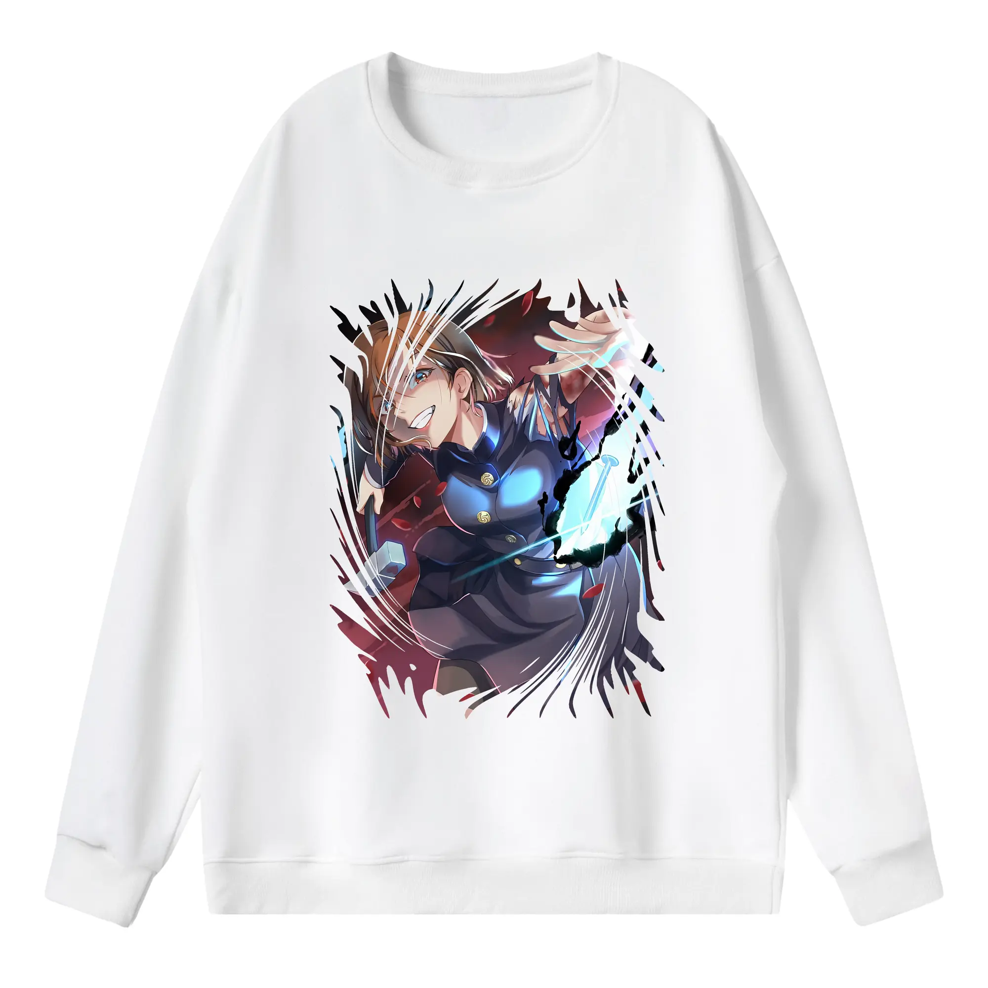 呪術廻戦 グッズ,釘崎 野薔薇 - 薄手 クルーネック スウェット 裏毛260g · ポリエステル 春秋向け カジュアル 男女兼用 · トレーナー デイリー スポーツ 散歩に最適