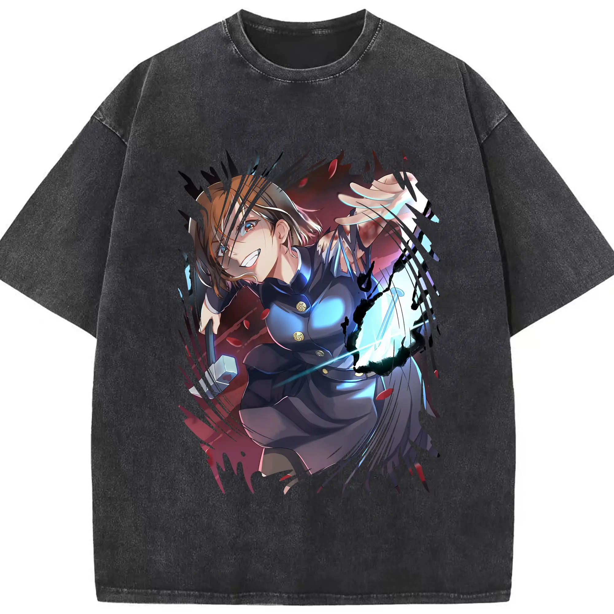 呪術廻戦 グッズ,釘崎 野薔薇 - 綿100％ ヴィンテージ風 半袖Tシャツ ・ フロントプリント ・ 柔らか肌触り ・ 通気性 快適 ・ スポーツ カジュアル 外出用