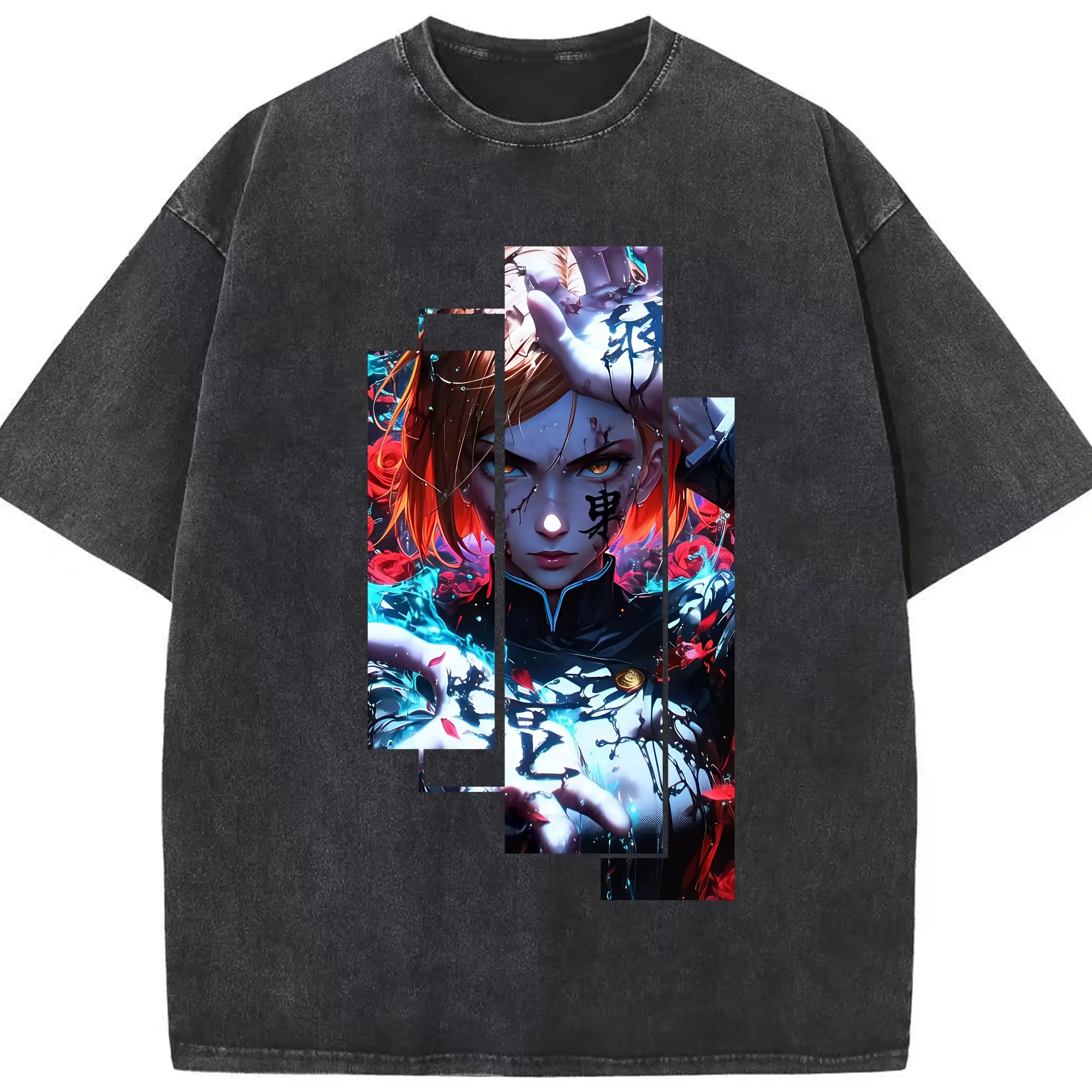 呪術廻戦 グッズ,釘崎 野薔薇 - 綿100％ ヴィンテージ風 半袖Tシャツ ・ フロントプリント ・ 柔らか肌触り ・ 通気性 快適 ・ スポーツ カジュアル 外出用