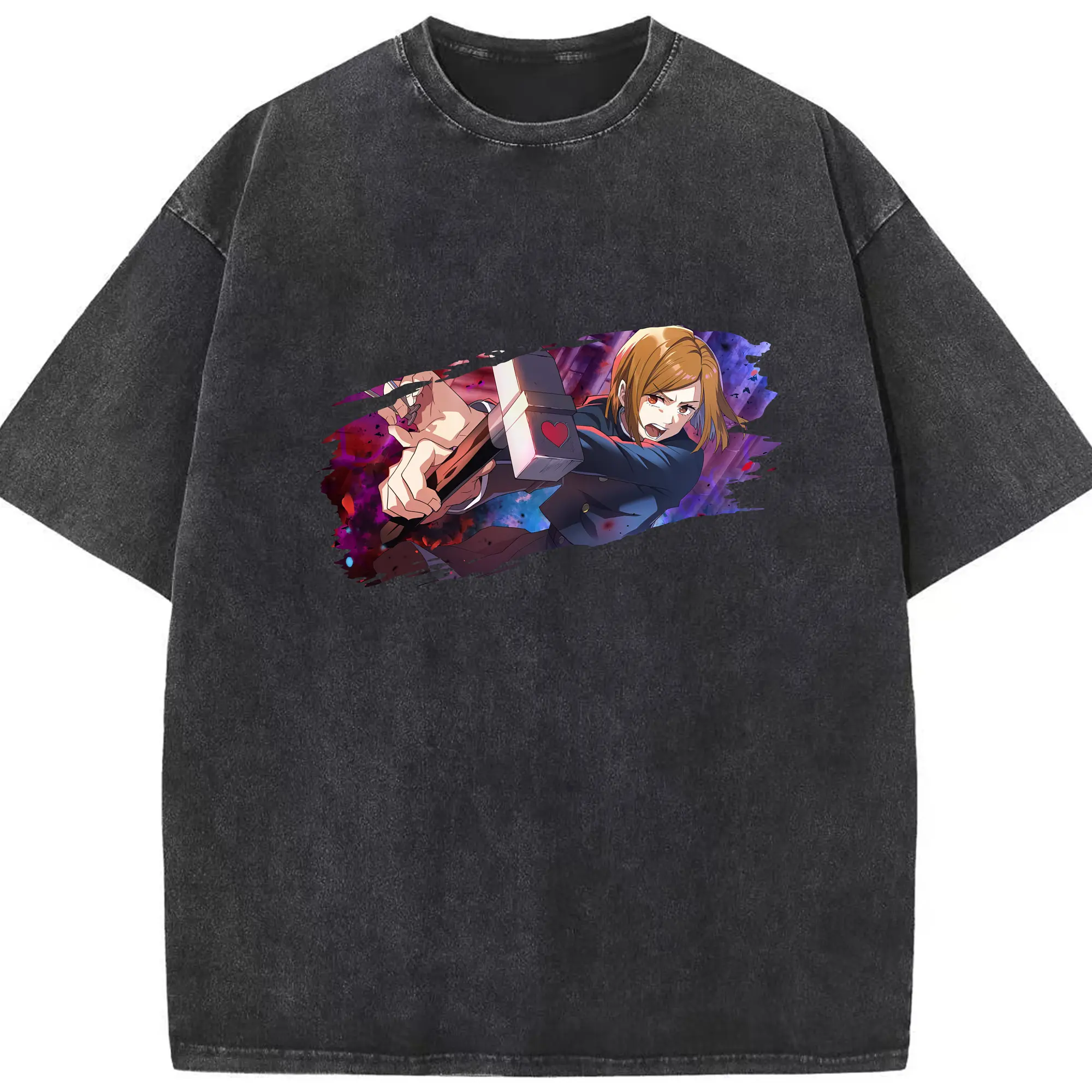 呪術廻戦 グッズ,釘崎 野薔薇 - 綿100％ ヴィンテージ風 半袖Tシャツ ・ フロントプリント ・ 柔らか肌触り ・ 通気性 快適 ・ スポーツ カジュアル 外出用