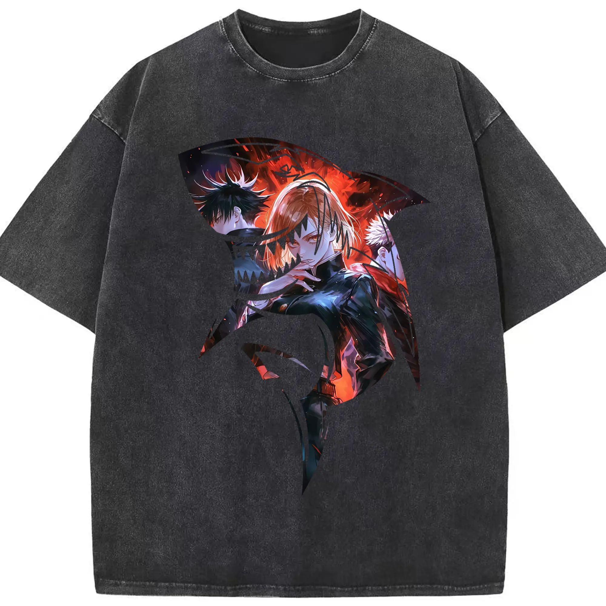 呪術廻戦 グッズ,釘崎 野薔薇 - 綿100％ ヴィンテージ風 半袖Tシャツ ・ フロントプリント ・ 柔らか肌触り ・ 通気性 快適 ・ スポーツ カジュアル 外出用