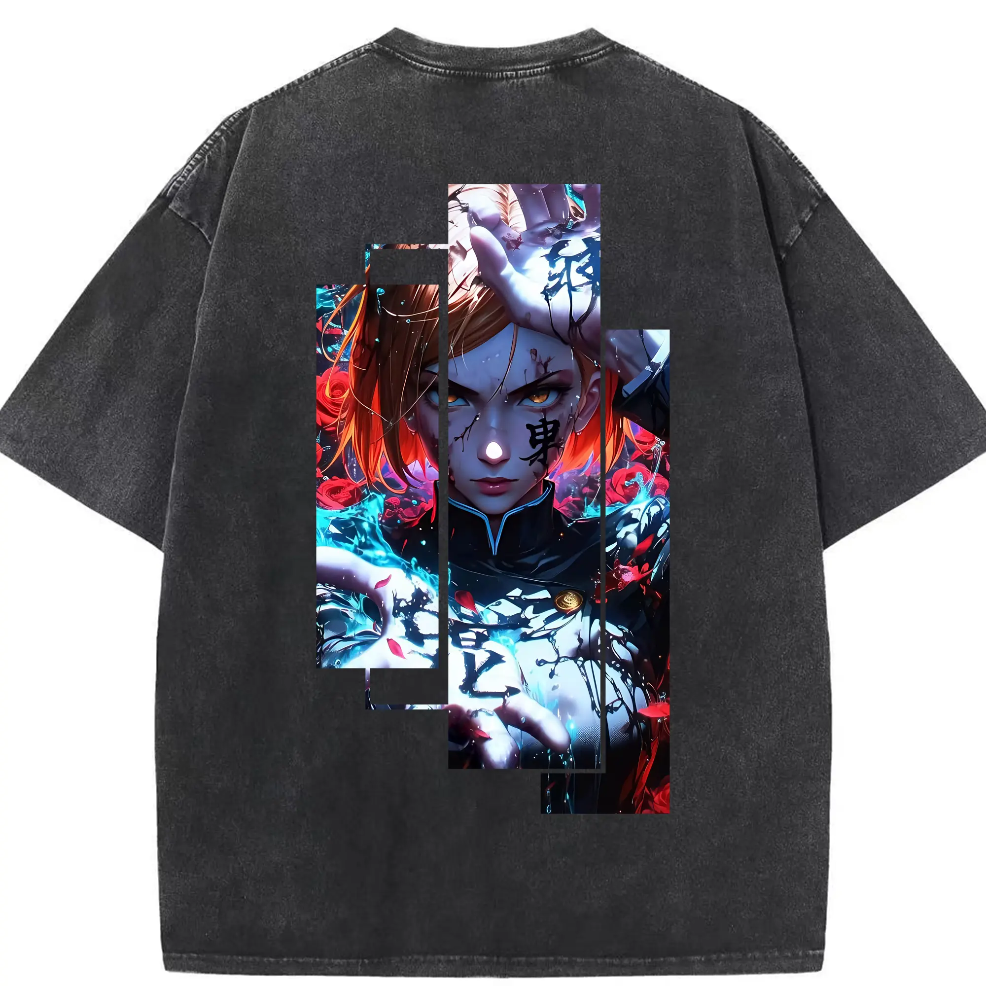 呪術廻戦 グッズ,釘崎 野薔薇 - 綿100％ ヴィンテージ風 半袖Tシャツ ・ 背面プリント ・ 柔らか肌触り ・ 通気性 快適 ・ スポーツ カジュアル 外出用