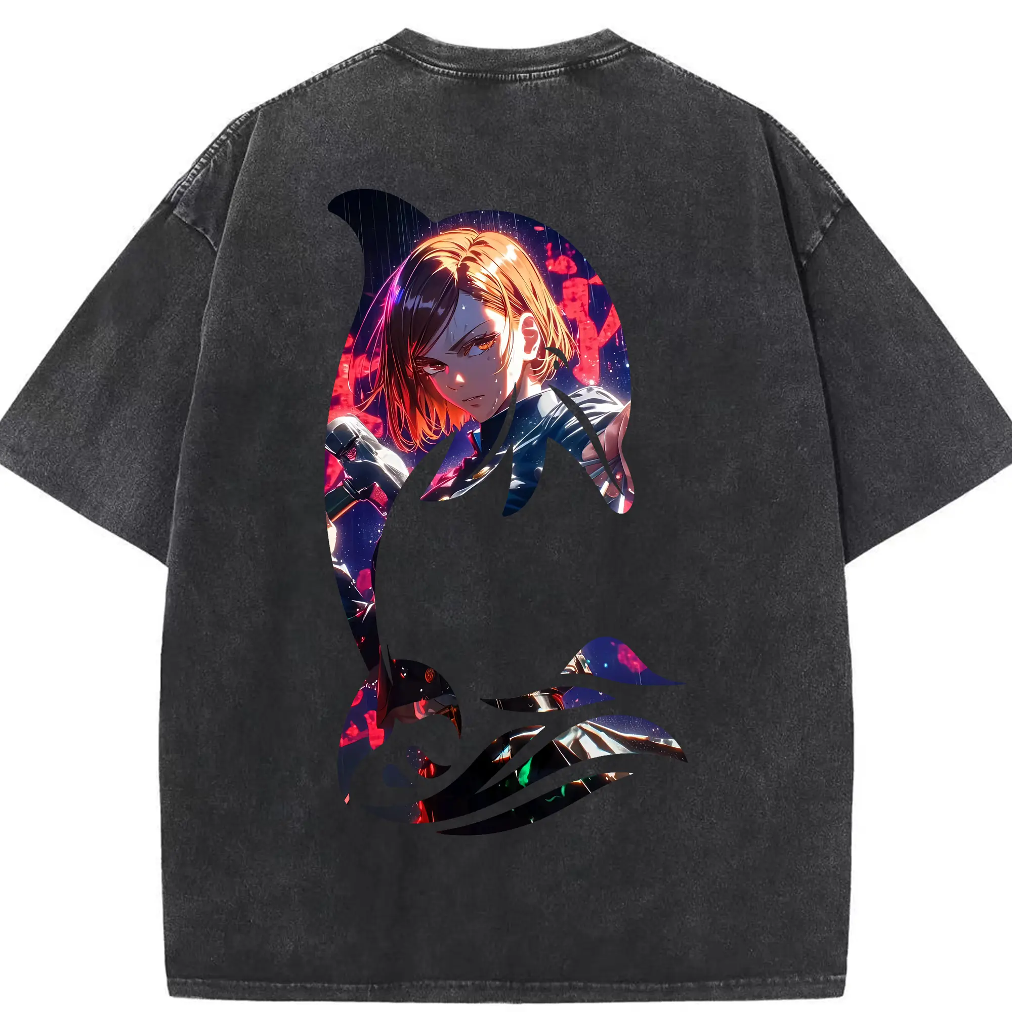 呪術廻戦 グッズ,釘崎 野薔薇 - 綿100％ ヴィンテージ風 半袖Tシャツ ・ 背面プリント ・ 柔らか肌触り ・ 通気性 快適 ・ スポーツ カジュアル 外出用