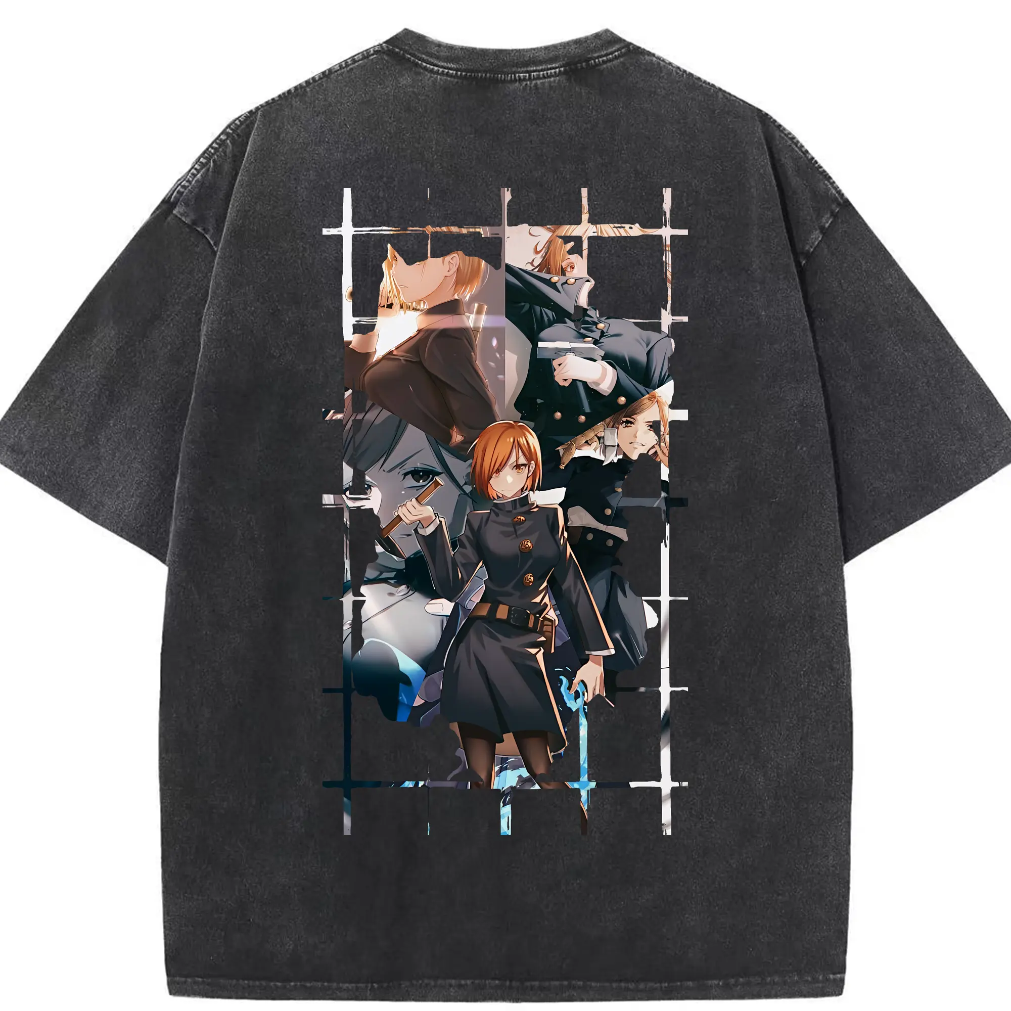 呪術廻戦 グッズ,釘崎 野薔薇 - 綿100％ ヴィンテージ風 半袖Tシャツ ・ 背面プリント ・ 柔らか肌触り ・ 通気性 快適 ・ スポーツ カジュアル 外出用