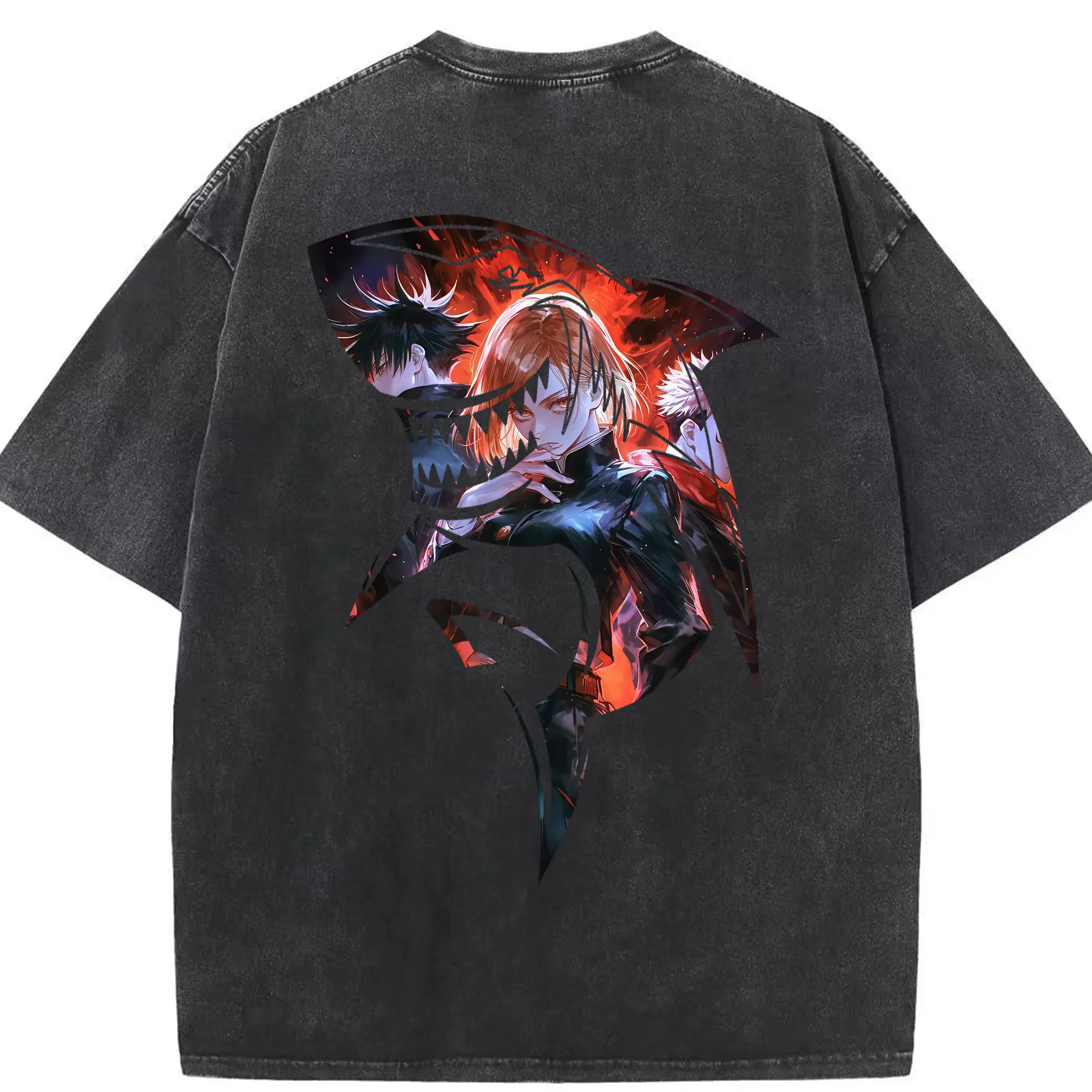 呪術廻戦 グッズ,釘崎 野薔薇 - 綿100％ ヴィンテージ風 半袖Tシャツ ・ 背面プリント ・ 柔らか肌触り ・ 通気性 快適 ・ スポーツ カジュアル 外出用