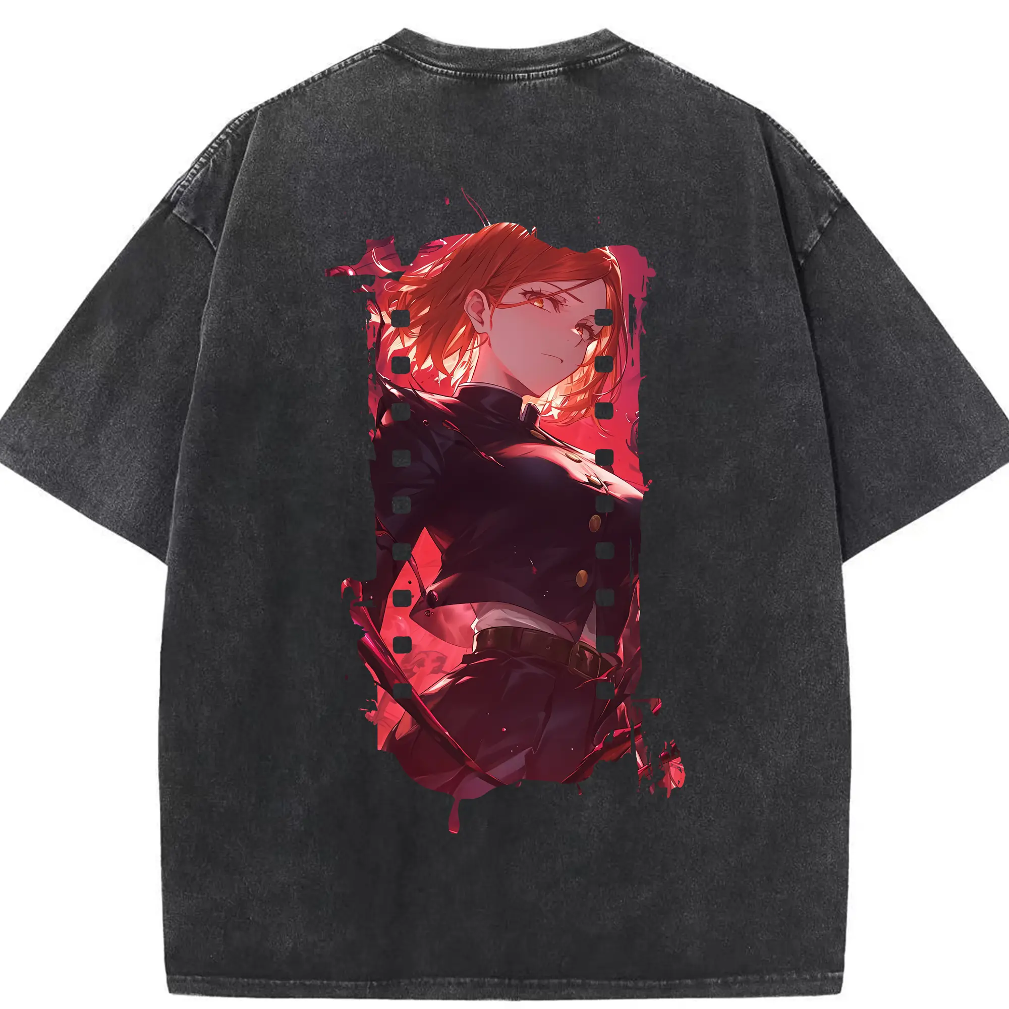 呪術廻戦 グッズ,釘崎 野薔薇 - 綿100％ ヴィンテージ風 半袖Tシャツ ・ 背面プリント ・ 柔らか肌触り ・ 通気性 快適 ・ スポーツ カジュアル 外出用