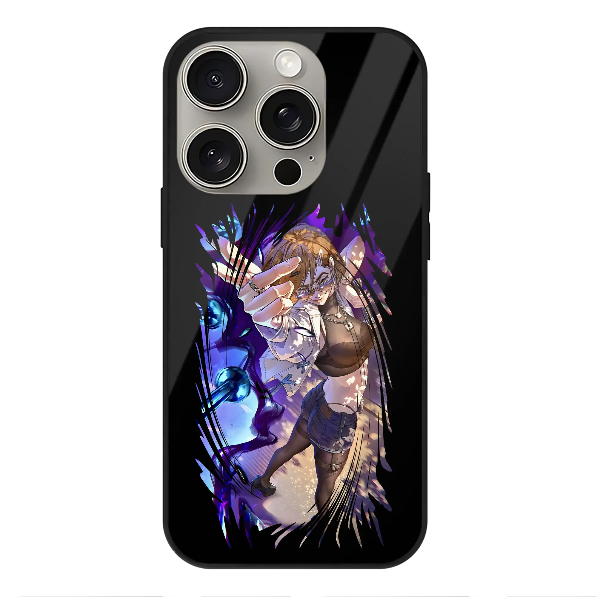 呪術廻戦 グッズ,釘崎 野薔薇 - IPhone15Pro対応 ・ スマホケース ・ 背面ガラス ・ TPU+強化ガラス ・ 耐衝撃 ・ 黄変防止 ・ ワイヤレス充電対応 ・ 3D立体ボタン