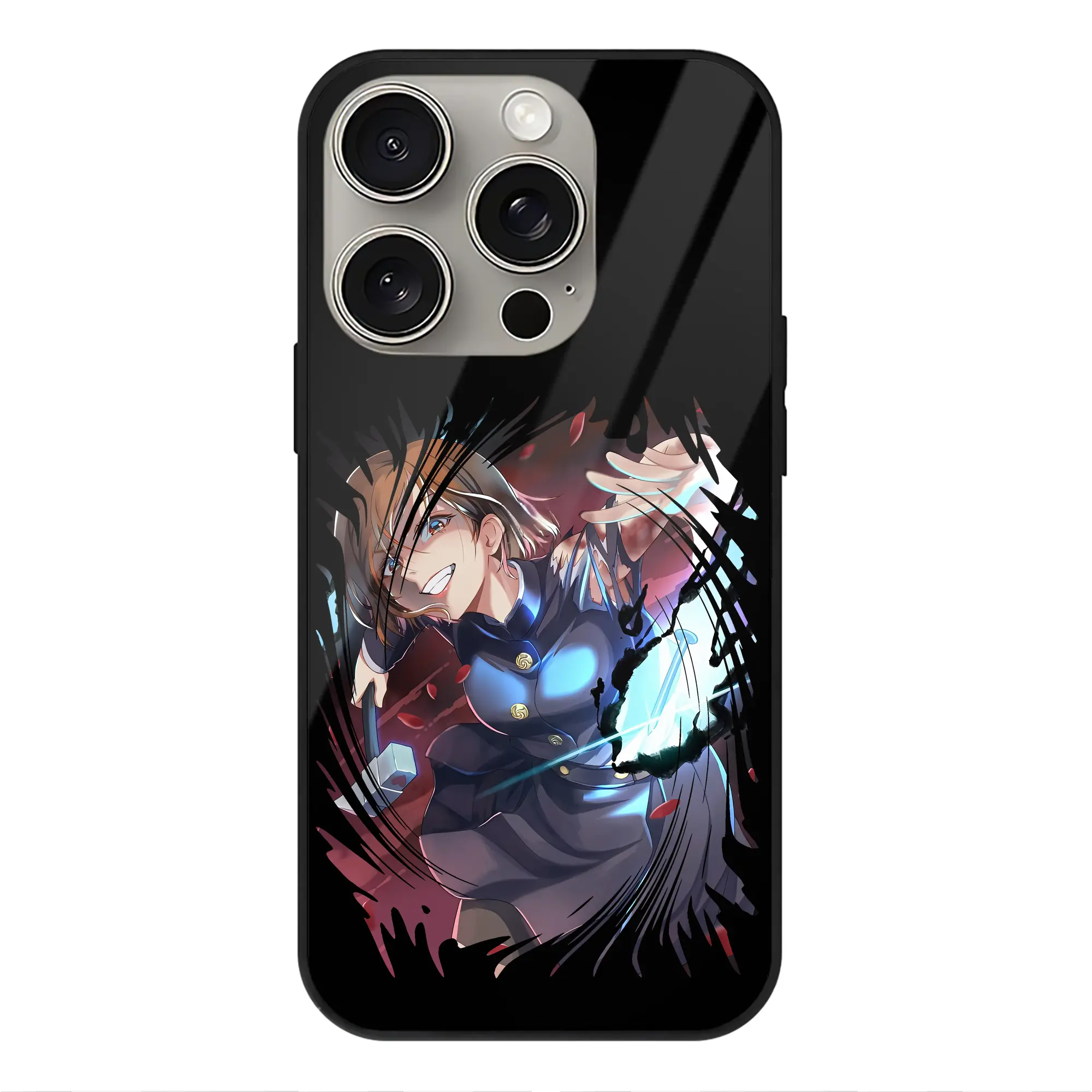 呪術廻戦 グッズ,釘崎 野薔薇 - IPhone15Pro対応 ・ スマホケース ・ 背面ガラス ・ TPU+強化ガラス ・ 耐衝撃 ・ 黄変防止 ・ ワイヤレス充電対応 ・ 3D立体ボタン