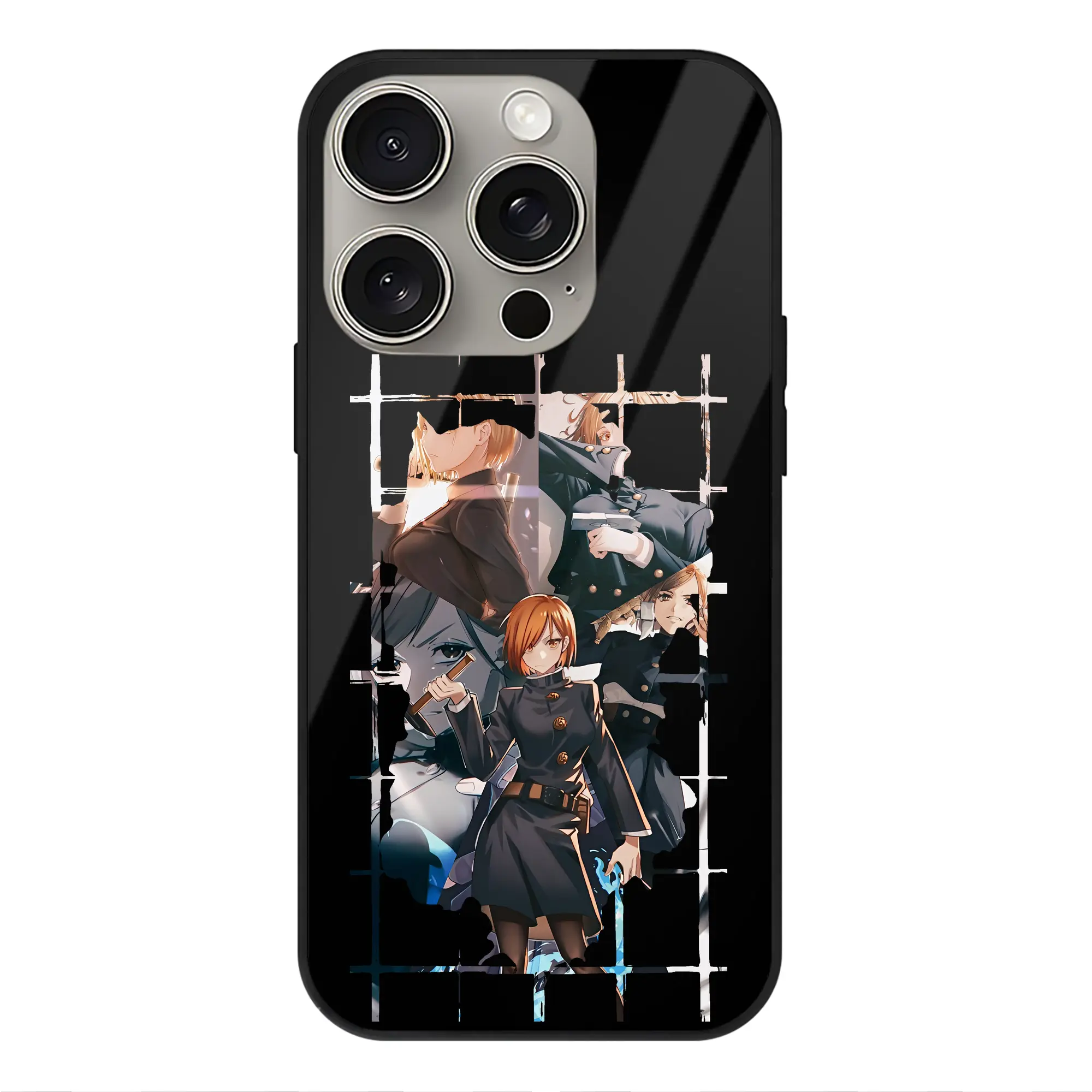 呪術廻戦 グッズ,釘崎 野薔薇 - IPhone15Pro対応 ・ スマホケース ・ 背面ガラス ・ TPU+強化ガラス ・ 耐衝撃 ・ 黄変防止 ・ ワイヤレス充電対応 ・ 3D立体ボタン