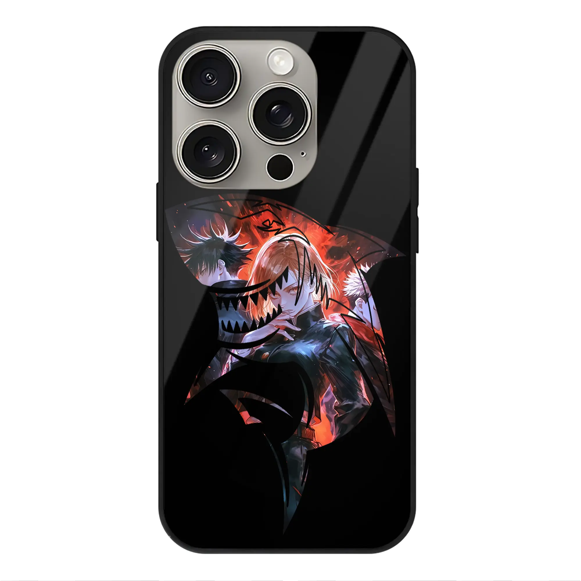 呪術廻戦 グッズ,釘崎 野薔薇 - IPhone15Pro対応 ・ スマホケース ・ 背面ガラス ・ TPU+強化ガラス ・ 耐衝撃 ・ 黄変防止 ・ ワイヤレス充電対応 ・ 3D立体ボタン