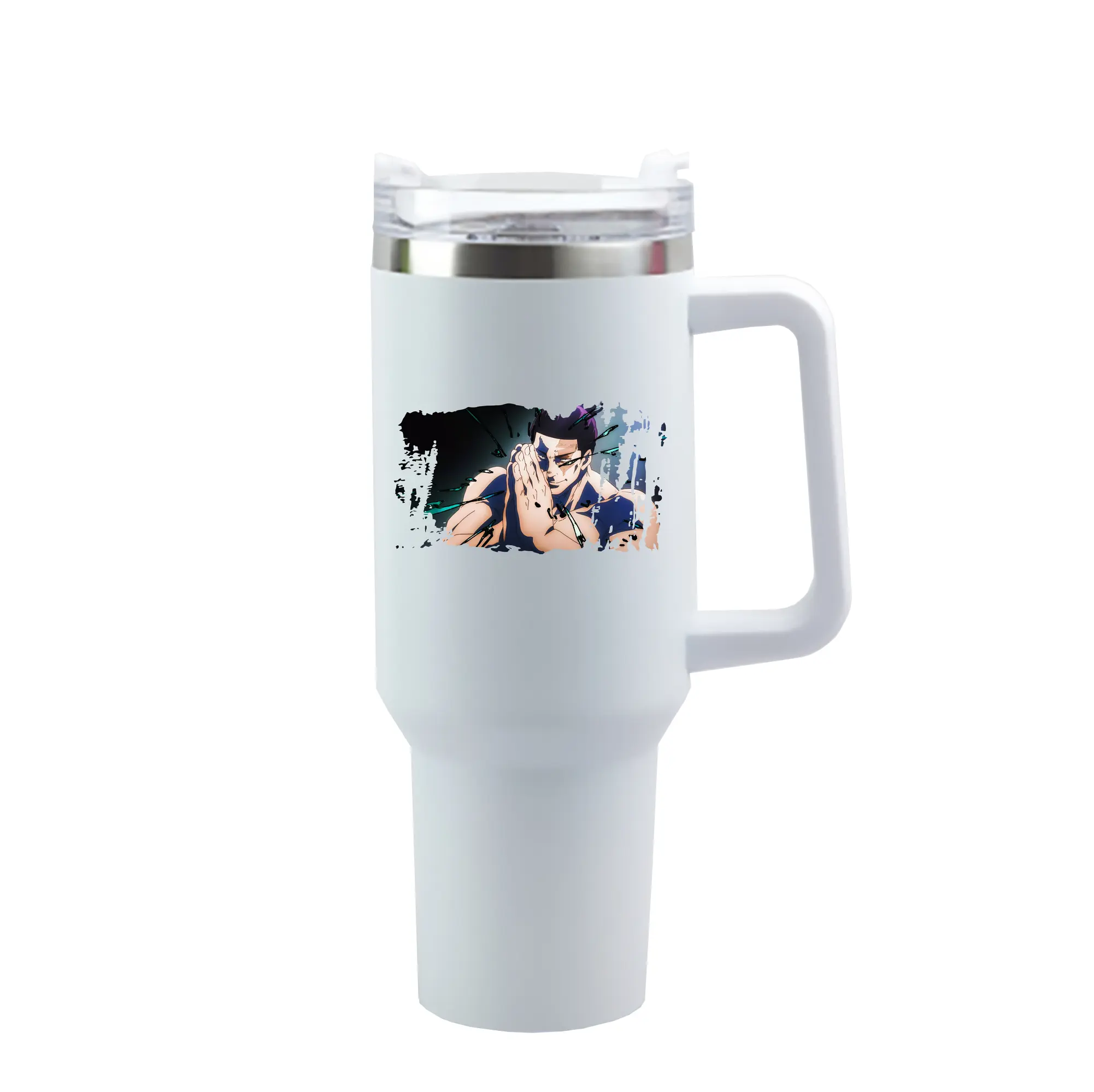 呪術廻戦 グッズ,東堂 葵 - 1200mL 車用タンブラー ・ クリスタルステッカー ・ 304ステンレス 内側 ・ 201ステンレス 外側 ・ 保温 保冷 ・ ハンドル＆ストロー付き ・ 通勤 ドライブ アウトドア用