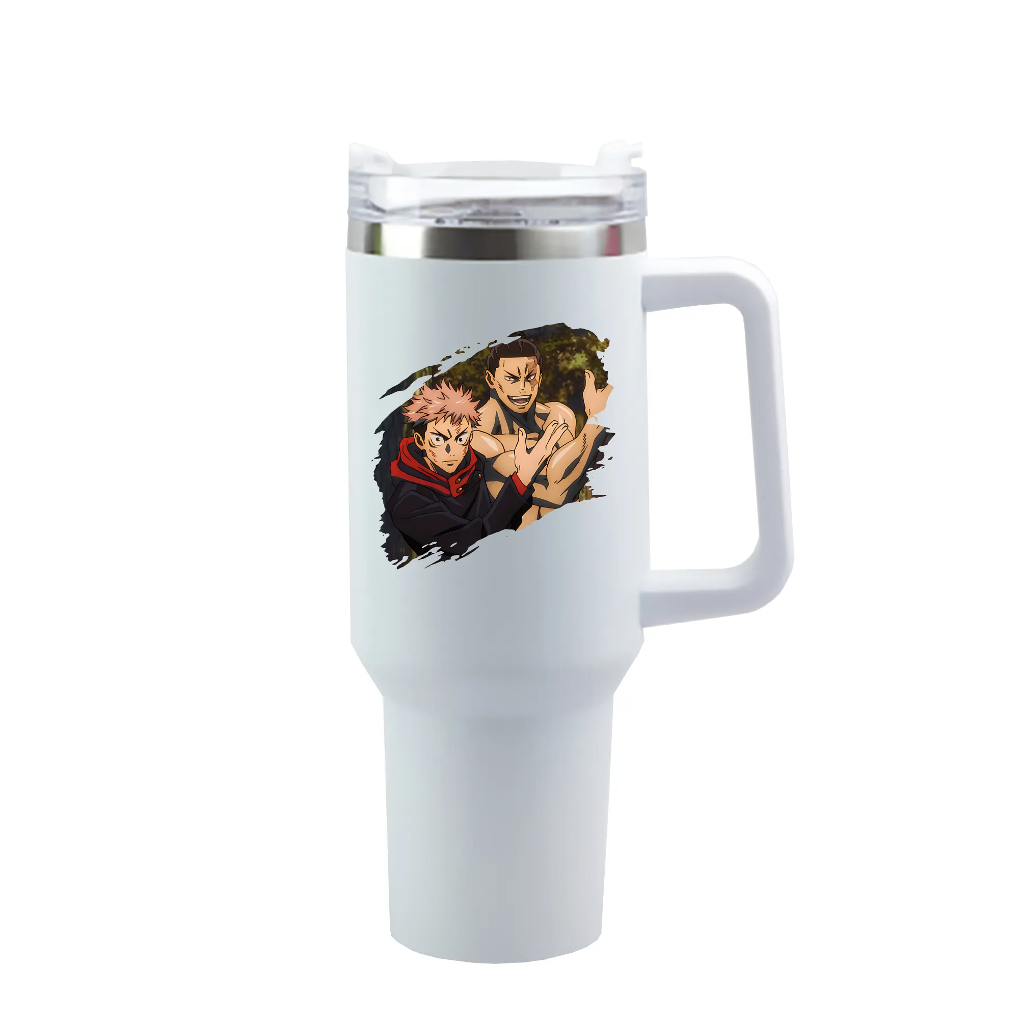 呪術廻戦 グッズ,東堂 葵 - 1200mL 車用タンブラー ・ クリスタルステッカー ・ 304ステンレス 内側 ・ 201ステンレス 外側 ・ 保温 保冷 ・ ハンドル＆ストロー付き ・ 通勤 ドライブ アウトドア用