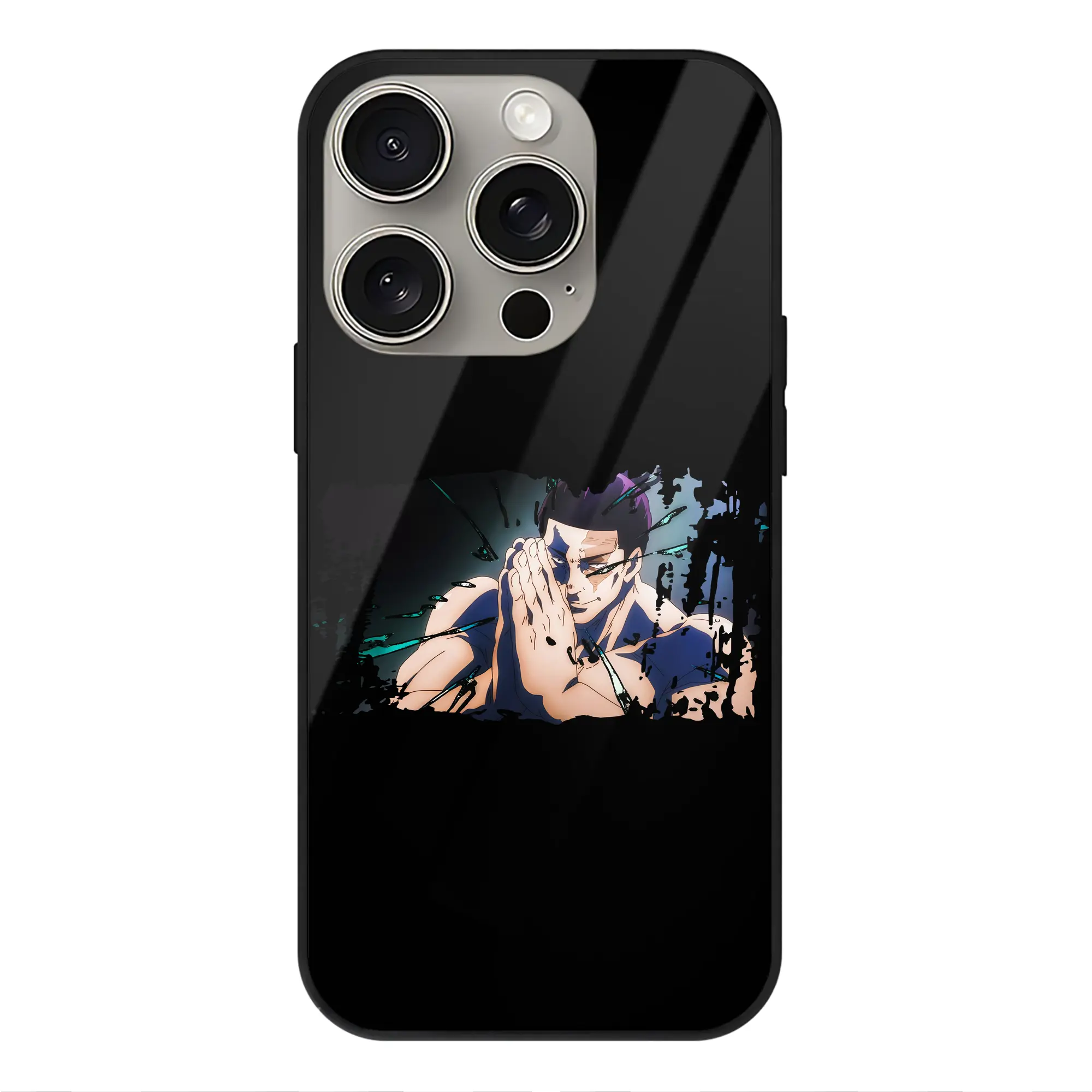 呪術廻戦 グッズ,東堂 葵 - IPhone15Pro対応 ・ スマホケース ・ 背面ガラス ・ TPU+強化ガラス ・ 耐衝撃 ・ 黄変防止 ・ ワイヤレス充電対応 ・ 3D立体ボタン