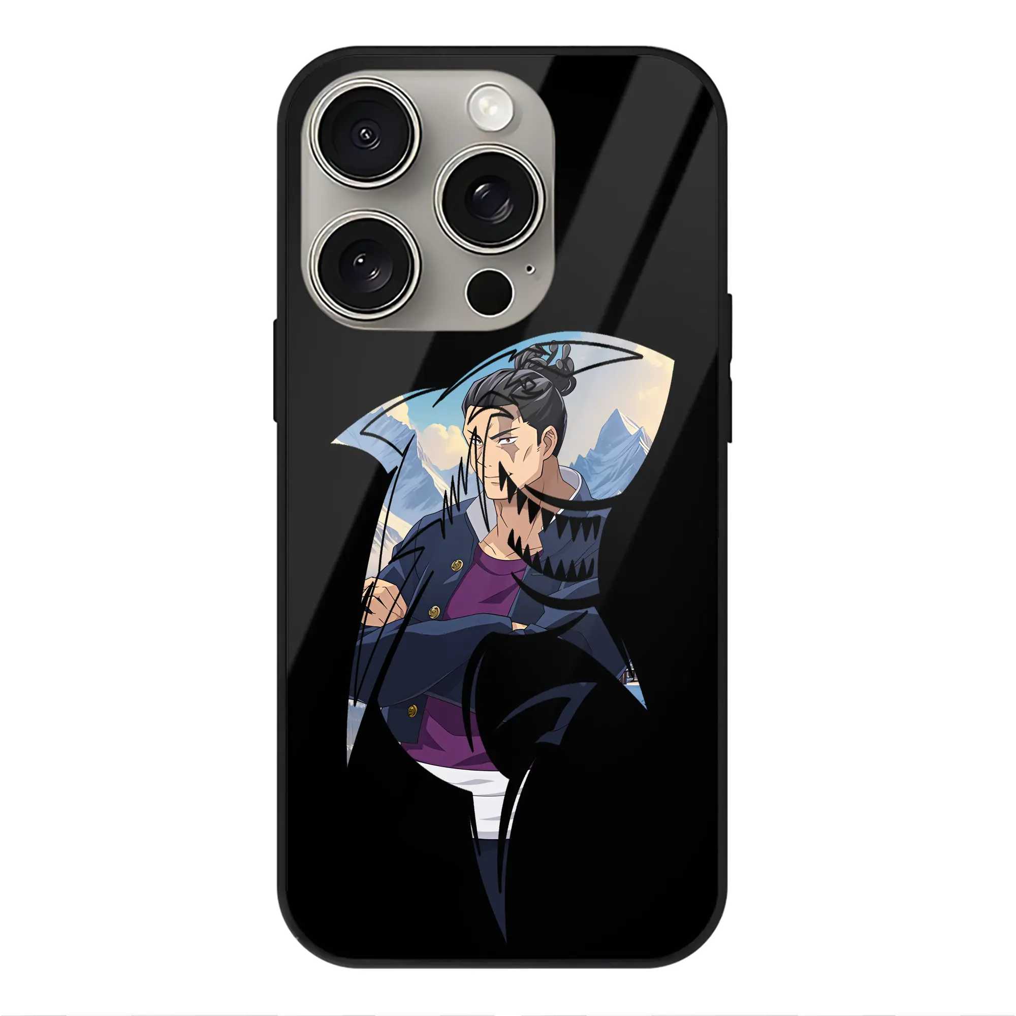 呪術廻戦 グッズ,東堂 葵 - IPhone15Pro対応 ・ スマホケース ・ 背面ガラス ・ TPU+強化ガラス ・ 耐衝撃 ・ 黄変防止 ・ ワイヤレス充電対応 ・ 3D立体ボタン