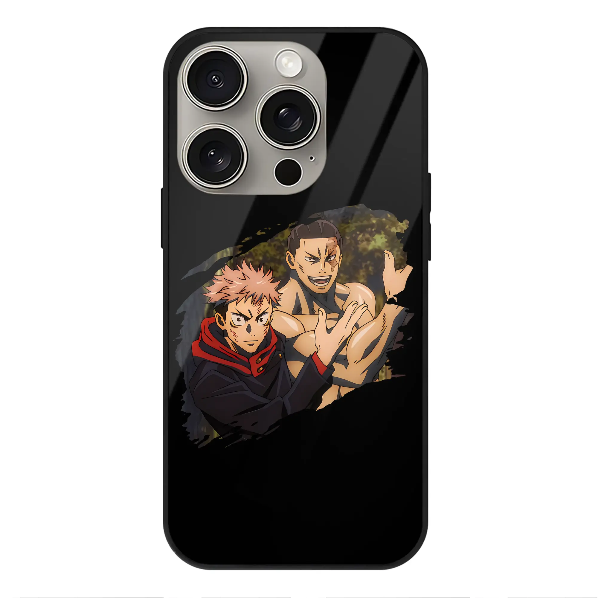 呪術廻戦 グッズ,東堂 葵 - IPhone15Pro対応 ・ スマホケース ・ 背面ガラス ・ TPU+強化ガラス ・ 耐衝撃 ・ 黄変防止 ・ ワイヤレス充電対応 ・ 3D立体ボタン