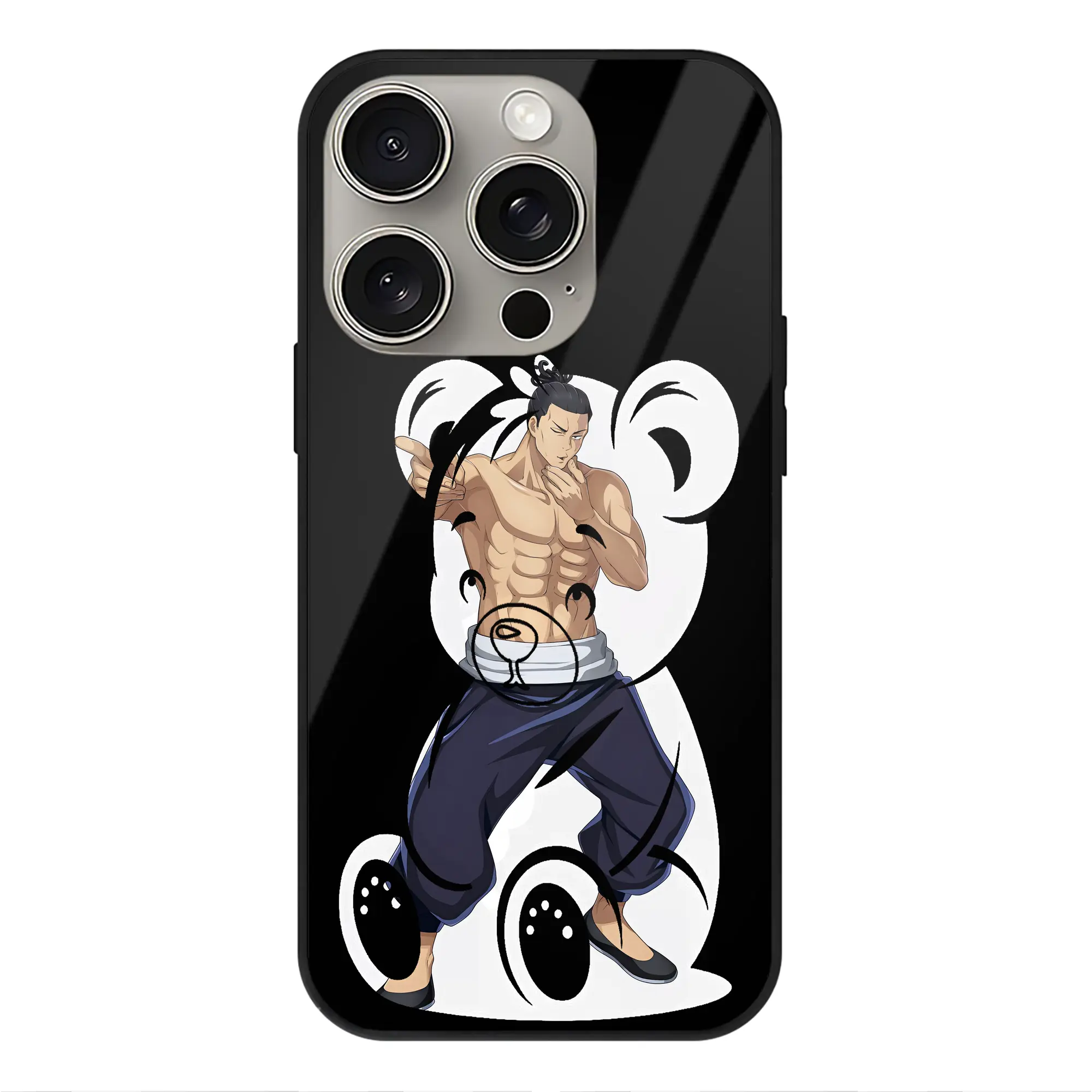 呪術廻戦 グッズ,東堂 葵 - IPhone15Pro対応 ・ スマホケース ・ 背面ガラス ・ TPU+強化ガラス ・ 耐衝撃 ・ 黄変防止 ・ ワイヤレス充電対応 ・ 3D立体ボタン