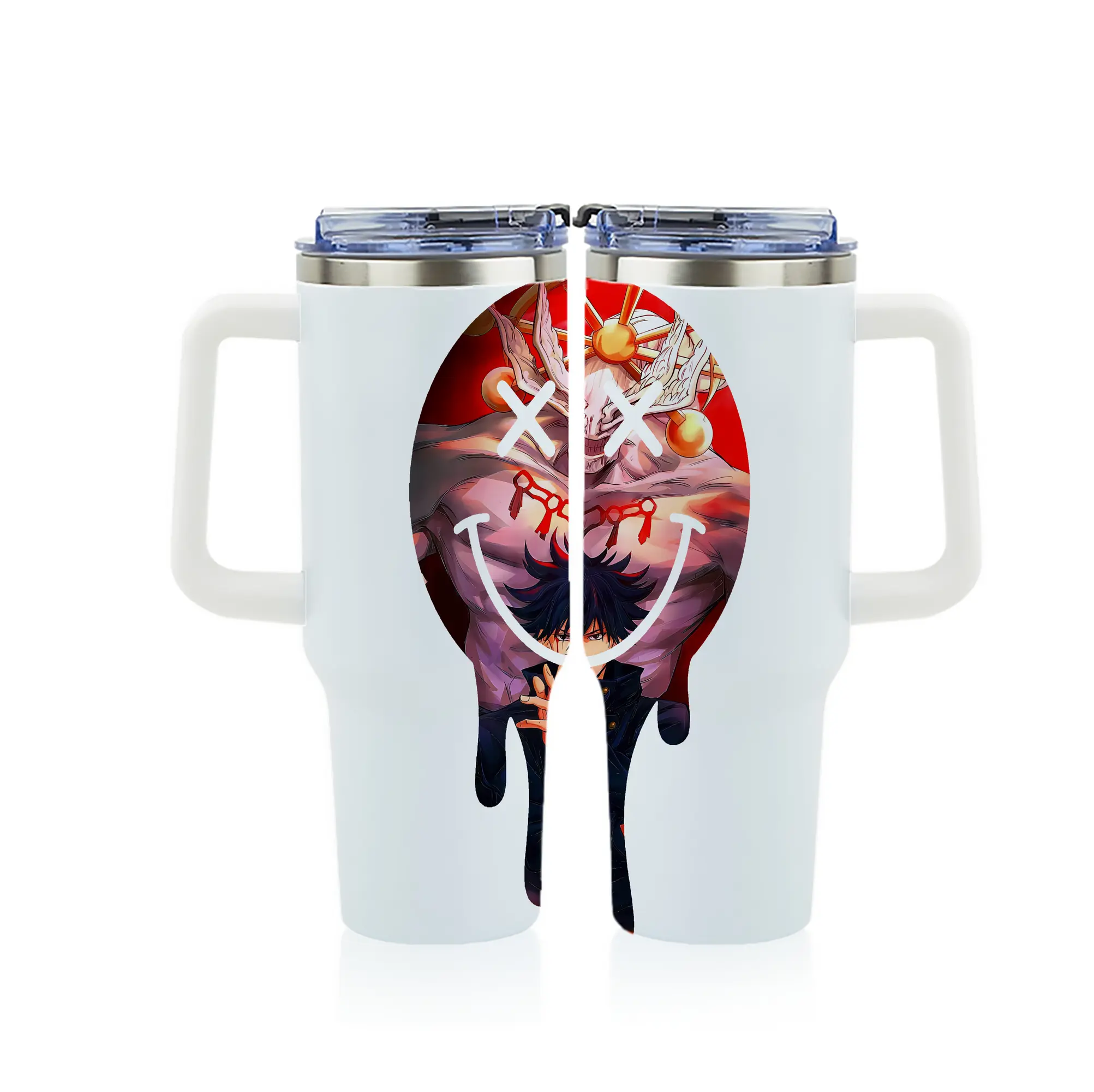 呪術廻戦 グッズ,伏黒 恵 - 1200mL フルプリント車用タンブラー ・ 304ステンレス 内側 ・ 201ステンレス 外側 ・ 保温 保冷 ・ 通勤 ドライブ アウトドア用