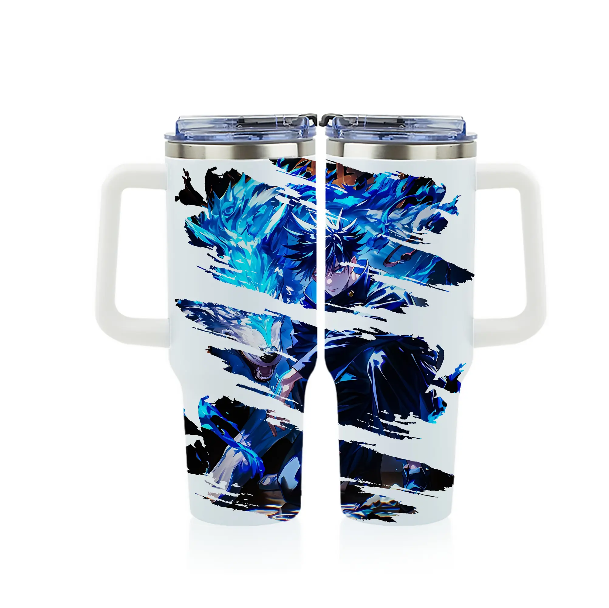 呪術廻戦 グッズ,伏黒 恵 - 1200mL フルプリント車用タンブラー ・ 304ステンレス 内側 ・ 201ステンレス 外側 ・ 保温 保冷 ・ 通勤 ドライブ アウトドア用