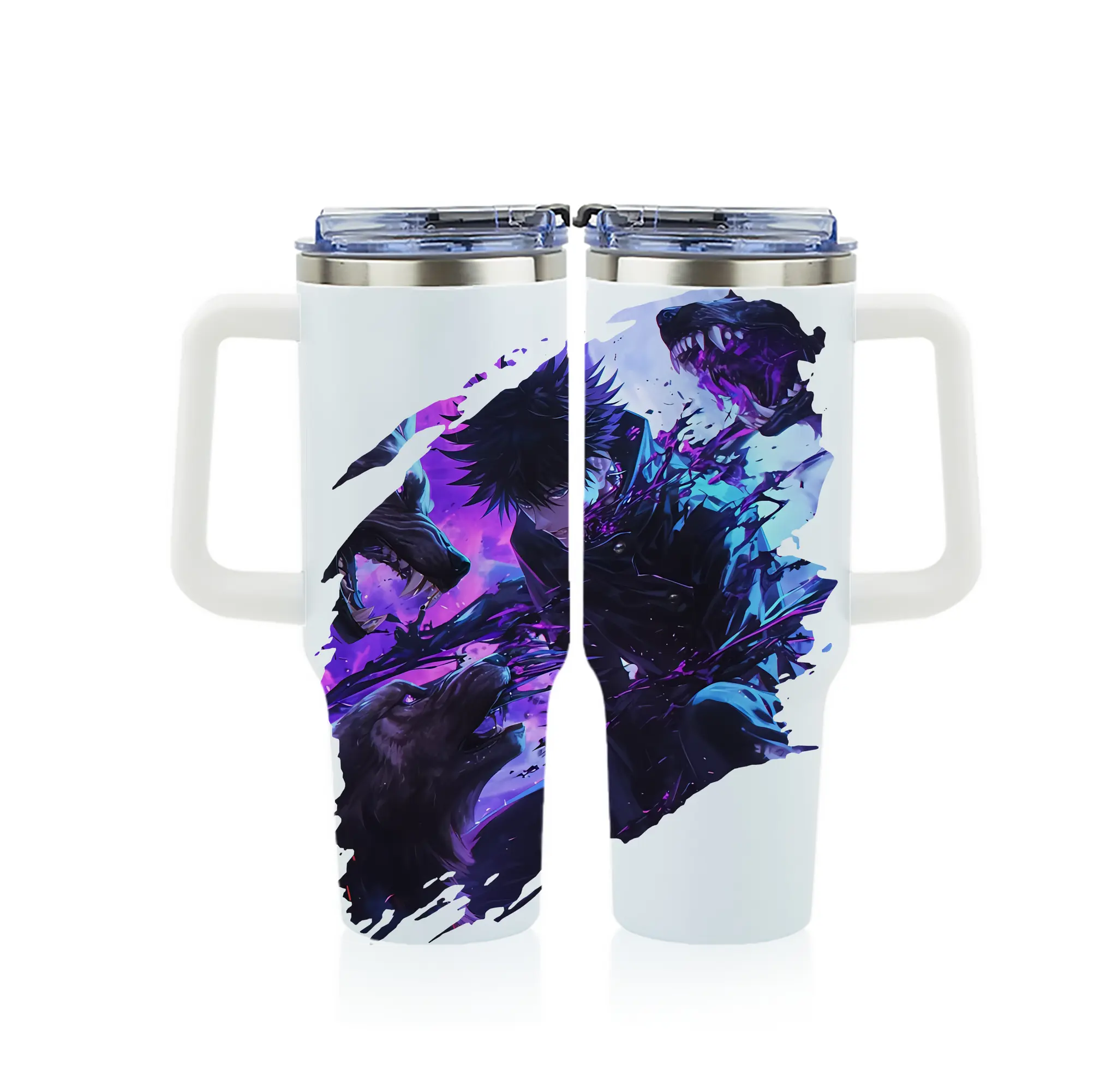 呪術廻戦 グッズ,伏黒 恵 - 1200mL フルプリント車用タンブラー ・ 304ステンレス 内側 ・ 201ステンレス 外側 ・ 保温 保冷 ・ 通勤 ドライブ アウトドア用