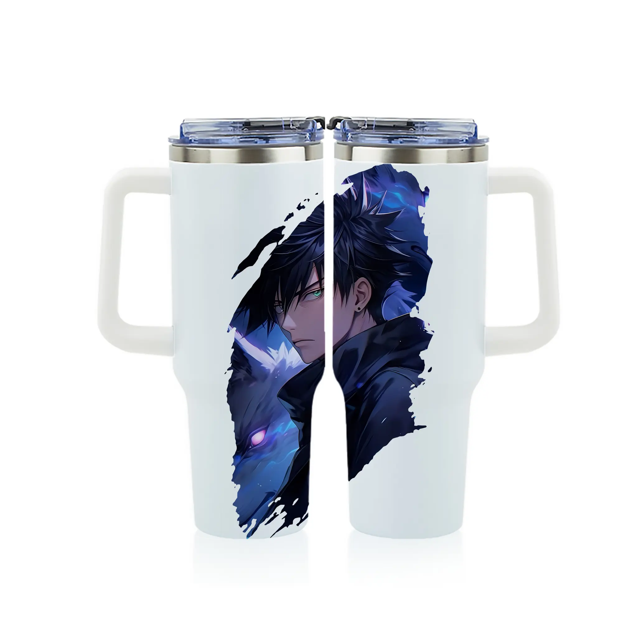 呪術廻戦 グッズ,伏黒 恵 - 1200mL フルプリント車用タンブラー ・ 304ステンレス 内側 ・ 201ステンレス 外側 ・ 保温 保冷 ・ 通勤 ドライブ アウトドア用