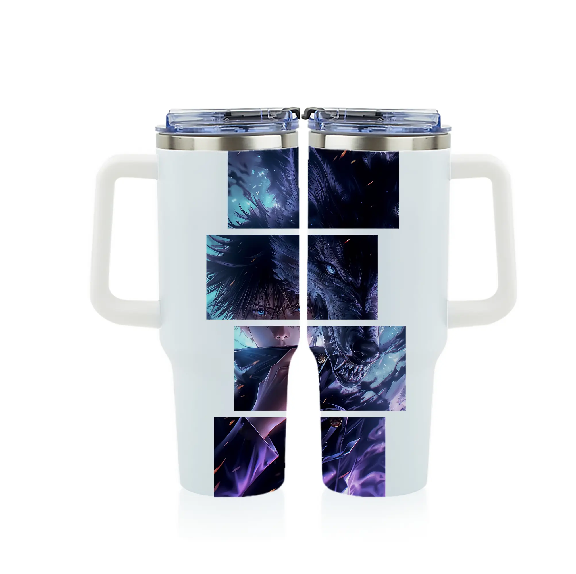 呪術廻戦 グッズ,伏黒 恵 - 1200mL フルプリント車用タンブラー ・ 304ステンレス 内側 ・ 201ステンレス 外側 ・ 保温 保冷 ・ 通勤 ドライブ アウトドア用
