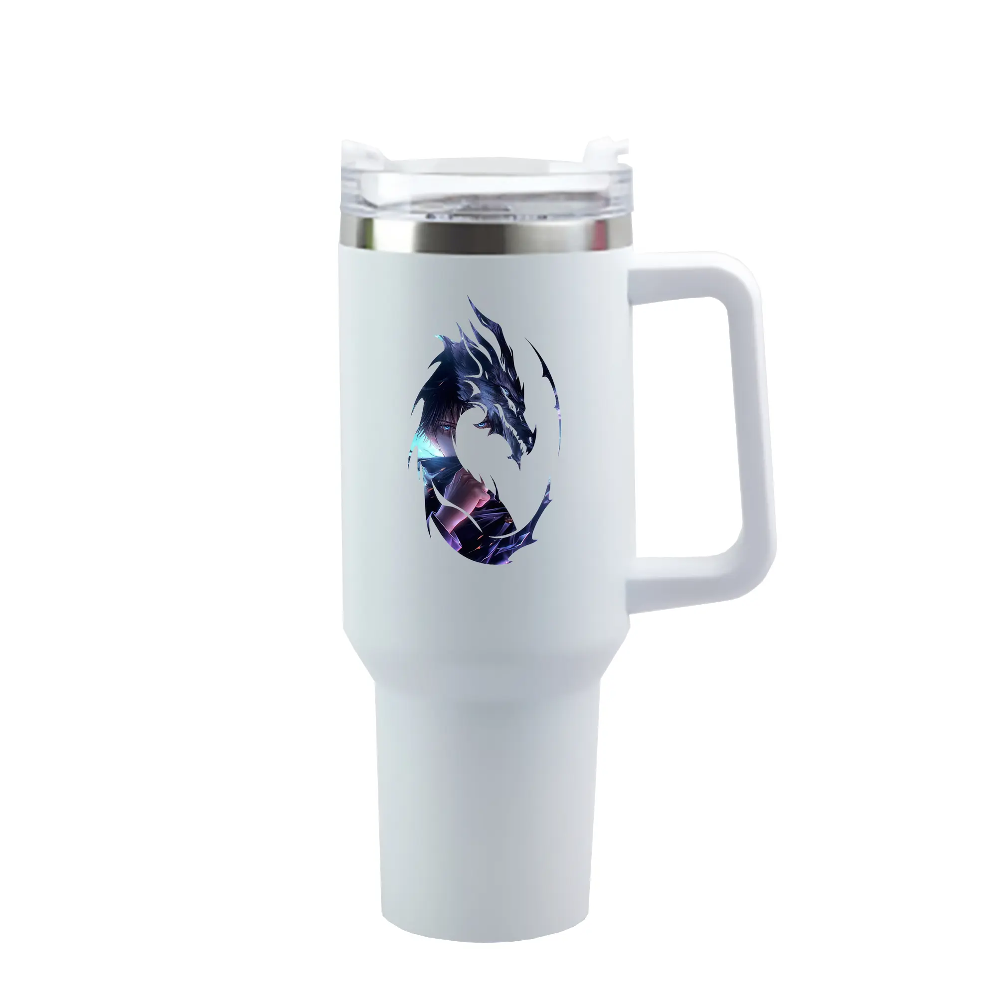 呪術廻戦 グッズ,伏黒 恵 - 1200mL 車用タンブラー ・ クリスタルステッカー ・ 304ステンレス 内側 ・ 201ステンレス 外側 ・ 保温 保冷 ・ ハンドル＆ストロー付き ・ 通勤 ドライブ アウトドア用