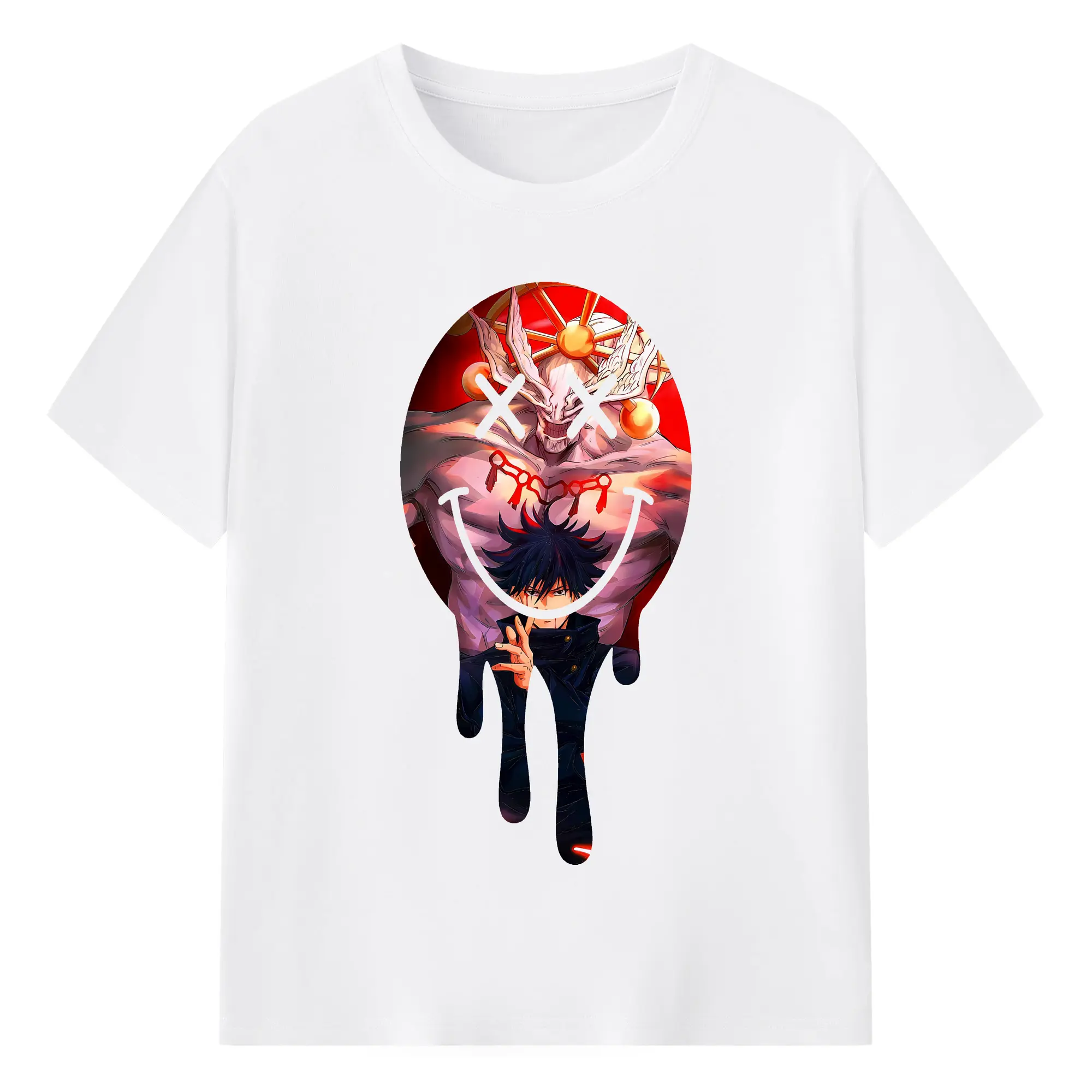 呪術廻戦 グッズ,伏黒 恵 - 綿100％ 半袖Tシャツ ・ フロントプリント ・ 快適 通気性 ・ 日常使い 散歩 スポーツ用