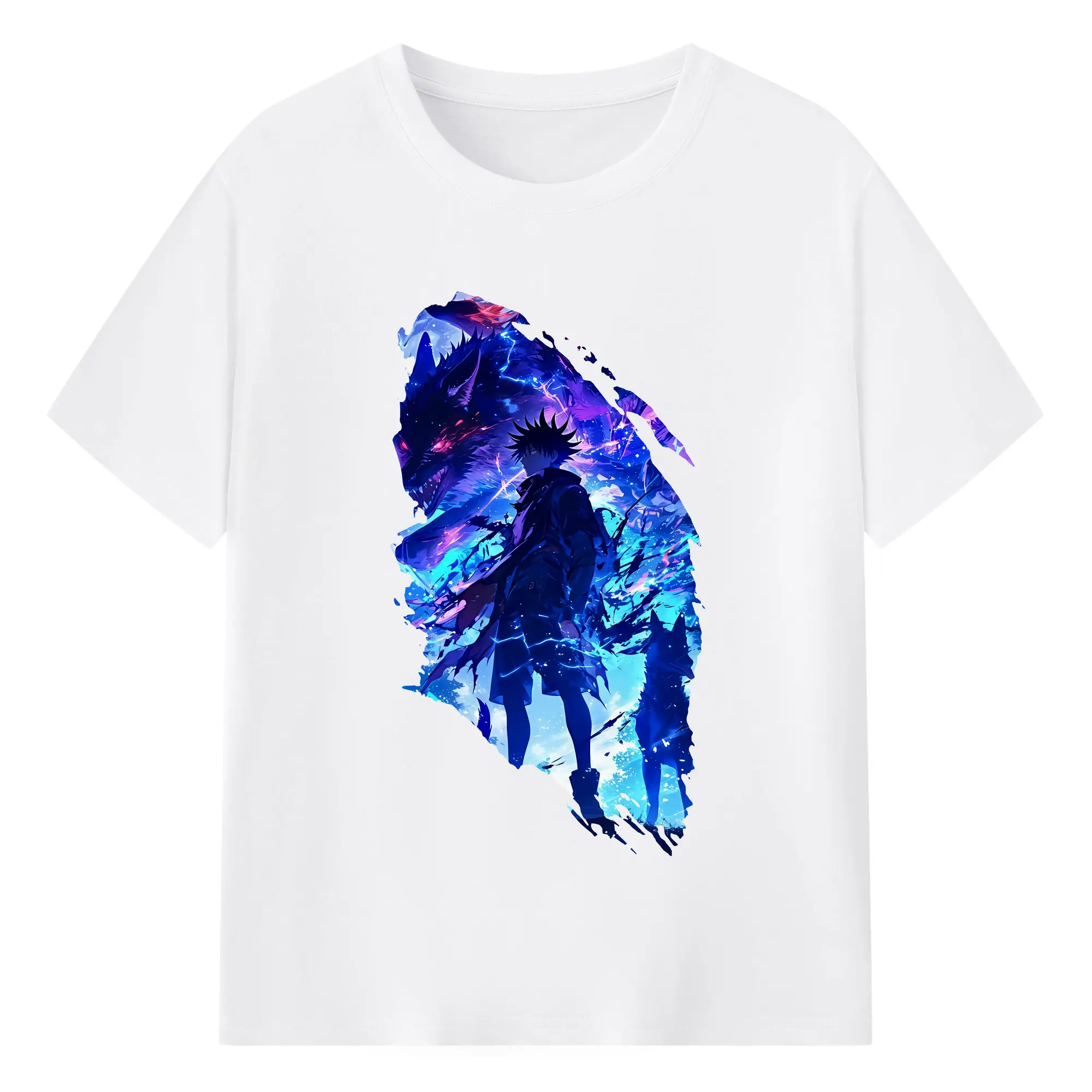 呪術廻戦 グッズ,伏黒 恵 - 綿100％ 半袖Tシャツ ・ フロントプリント ・ 快適 通気性 ・ 日常使い 散歩 スポーツ用