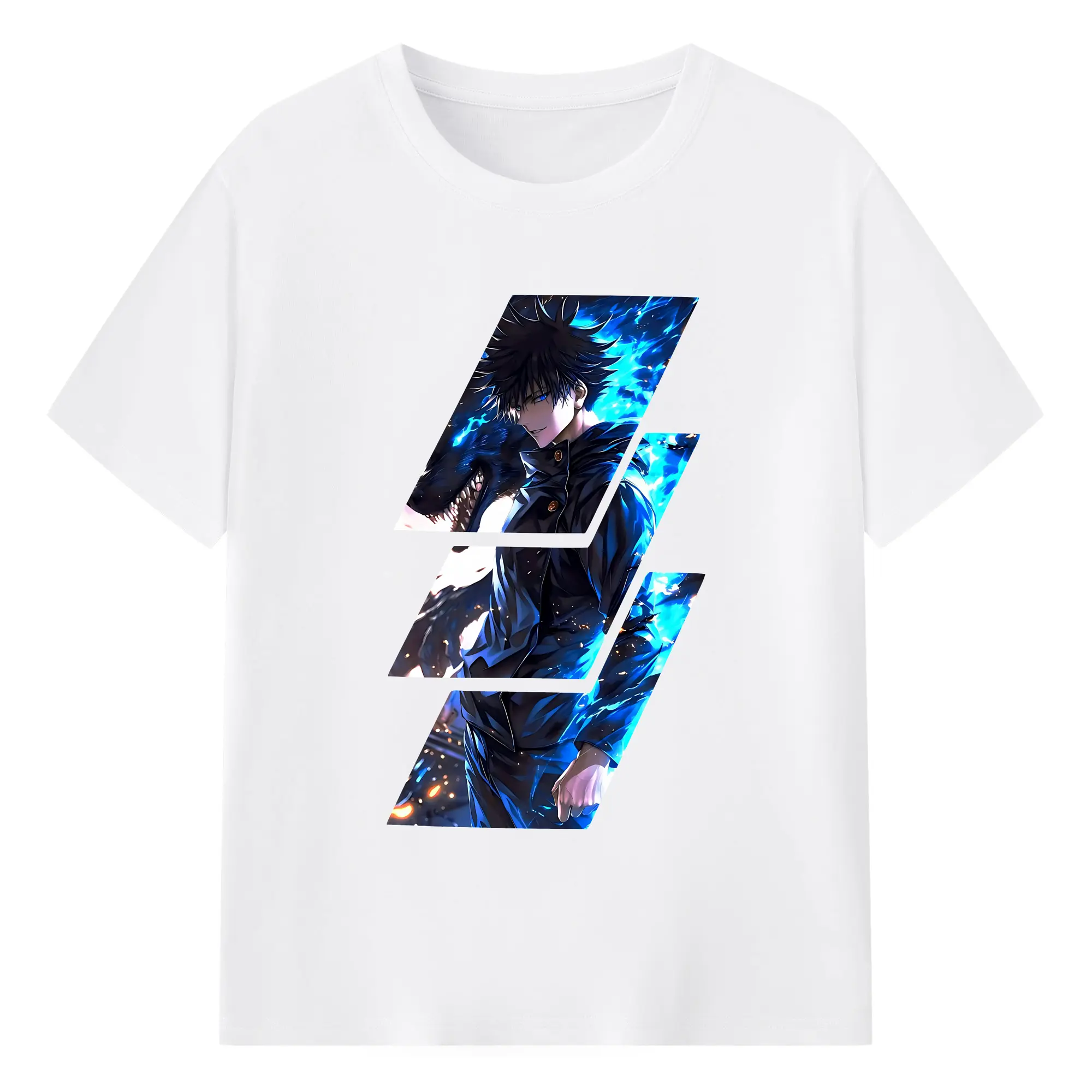 呪術廻戦 グッズ,伏黒 恵 - 綿100％ 半袖Tシャツ ・ フロントプリント ・ 快適 通気性 ・ 日常使い 散歩 スポーツ用