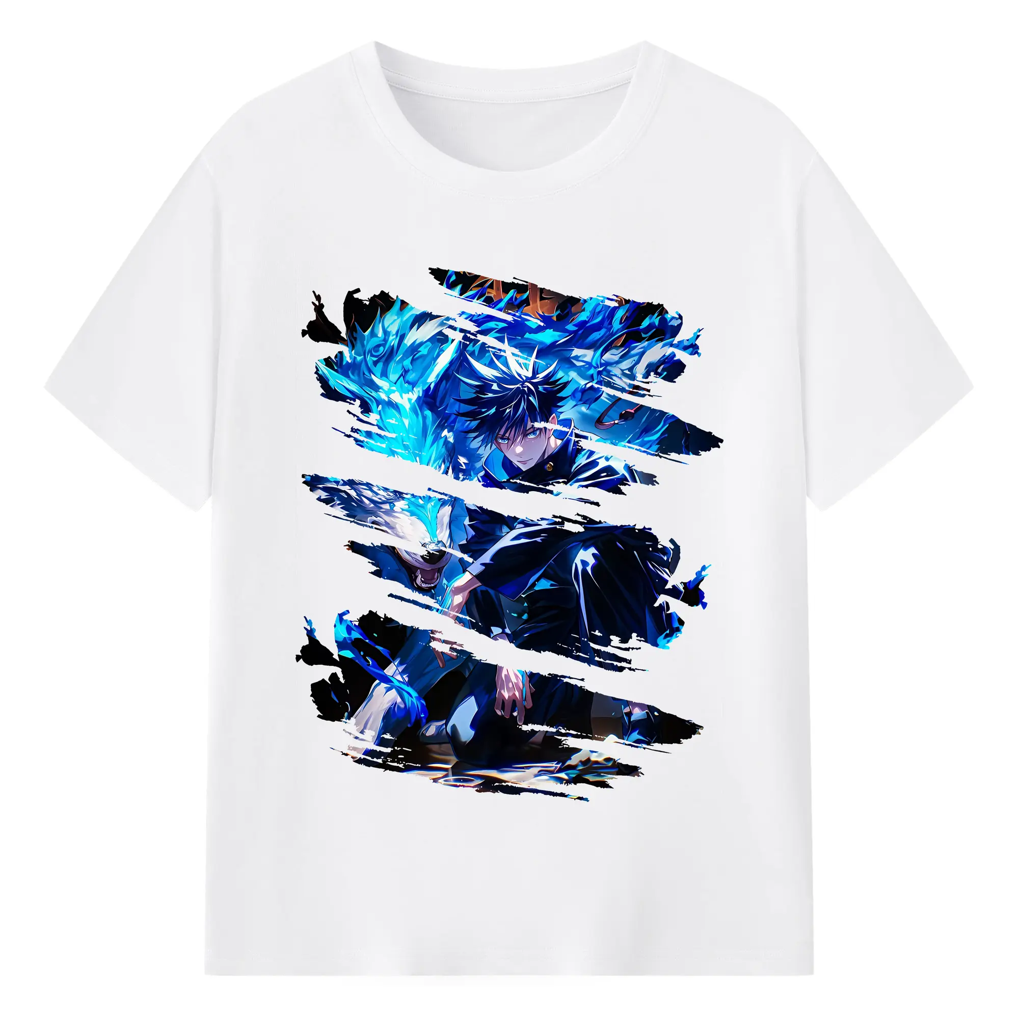 呪術廻戦 グッズ,伏黒 恵 - 綿100％ 半袖Tシャツ ・ フロントプリント ・ 快適 通気性 ・ 日常使い 散歩 スポーツ用