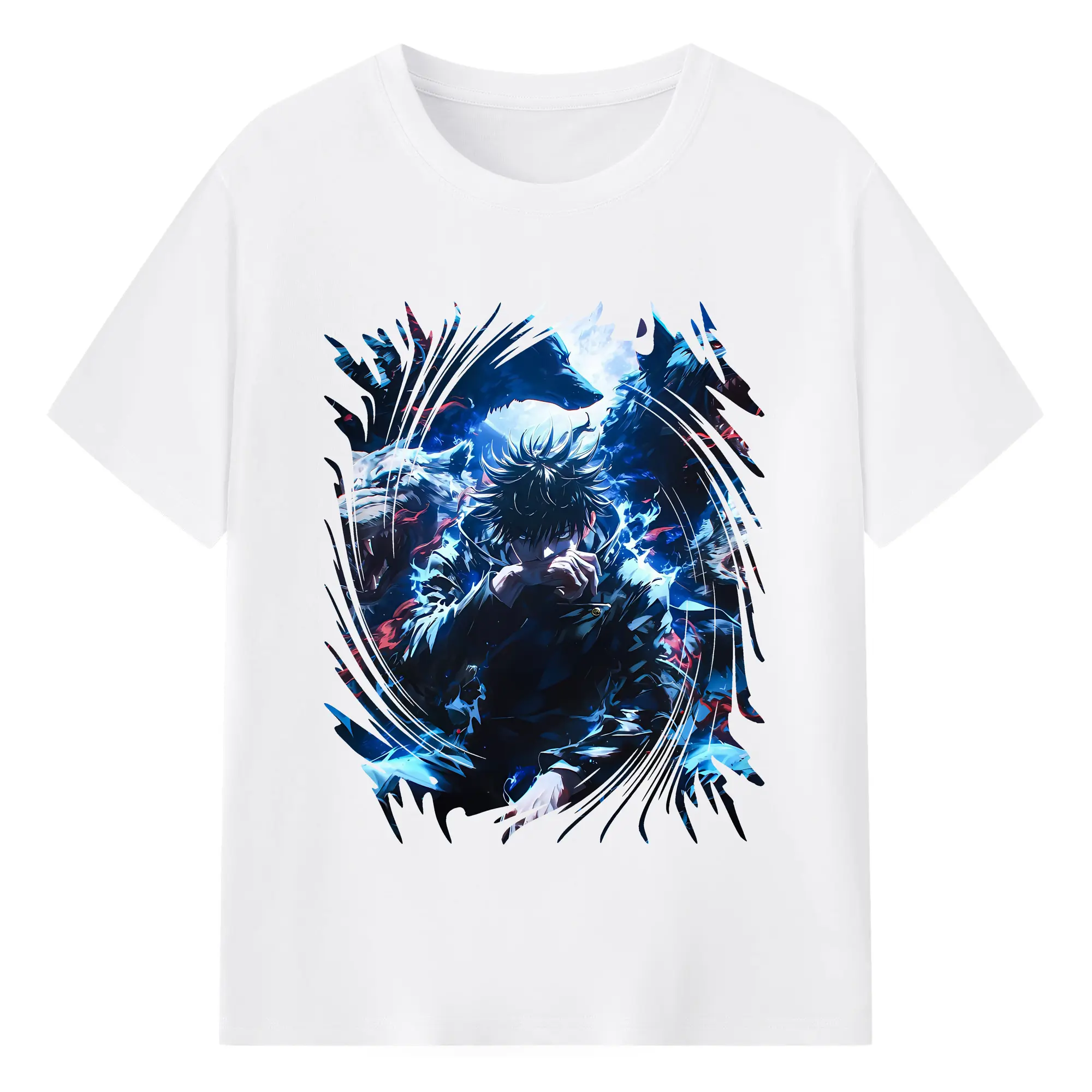 呪術廻戦 グッズ,伏黒 恵 - 綿100％ 半袖Tシャツ ・ フロントプリント ・ 快適 通気性 ・ 日常使い 散歩 スポーツ用