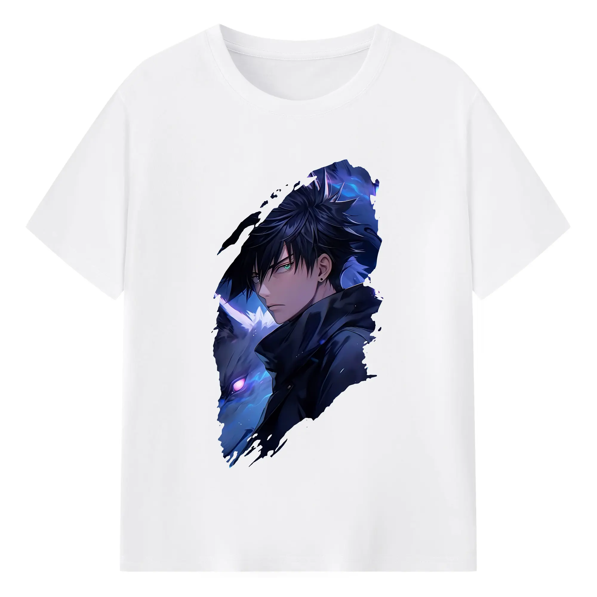 呪術廻戦 グッズ,伏黒 恵 - 綿100％ 半袖Tシャツ ・ フロントプリント ・ 快適 通気性 ・ 日常使い 散歩 スポーツ用