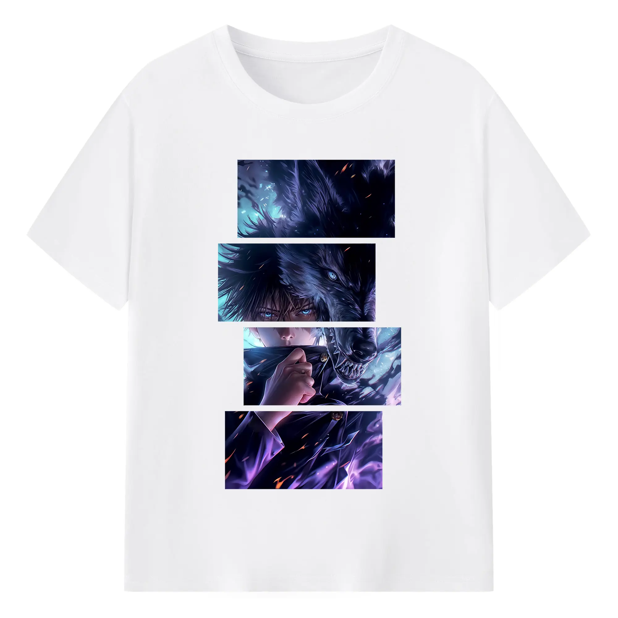 呪術廻戦 グッズ,伏黒 恵 - 綿100％ 半袖Tシャツ ・ フロントプリント ・ 快適 通気性 ・ 日常使い 散歩 スポーツ用