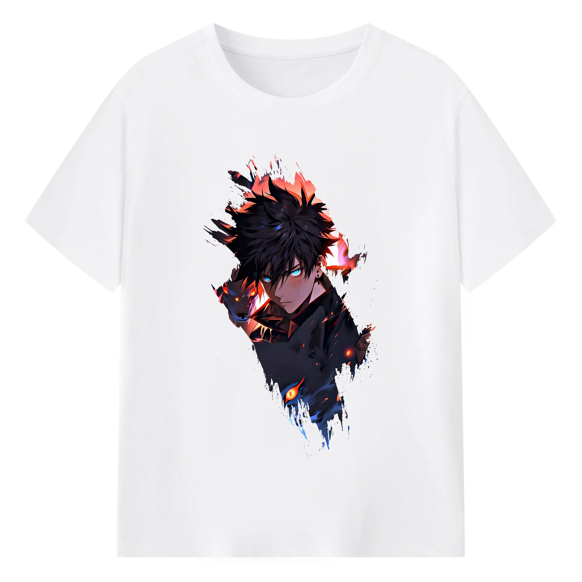 呪術廻戦 グッズ,伏黒 恵 - 綿100％ 半袖Tシャツ ・ フロントプリント ・ 快適 通気性 ・ 日常使い 散歩 スポーツ用