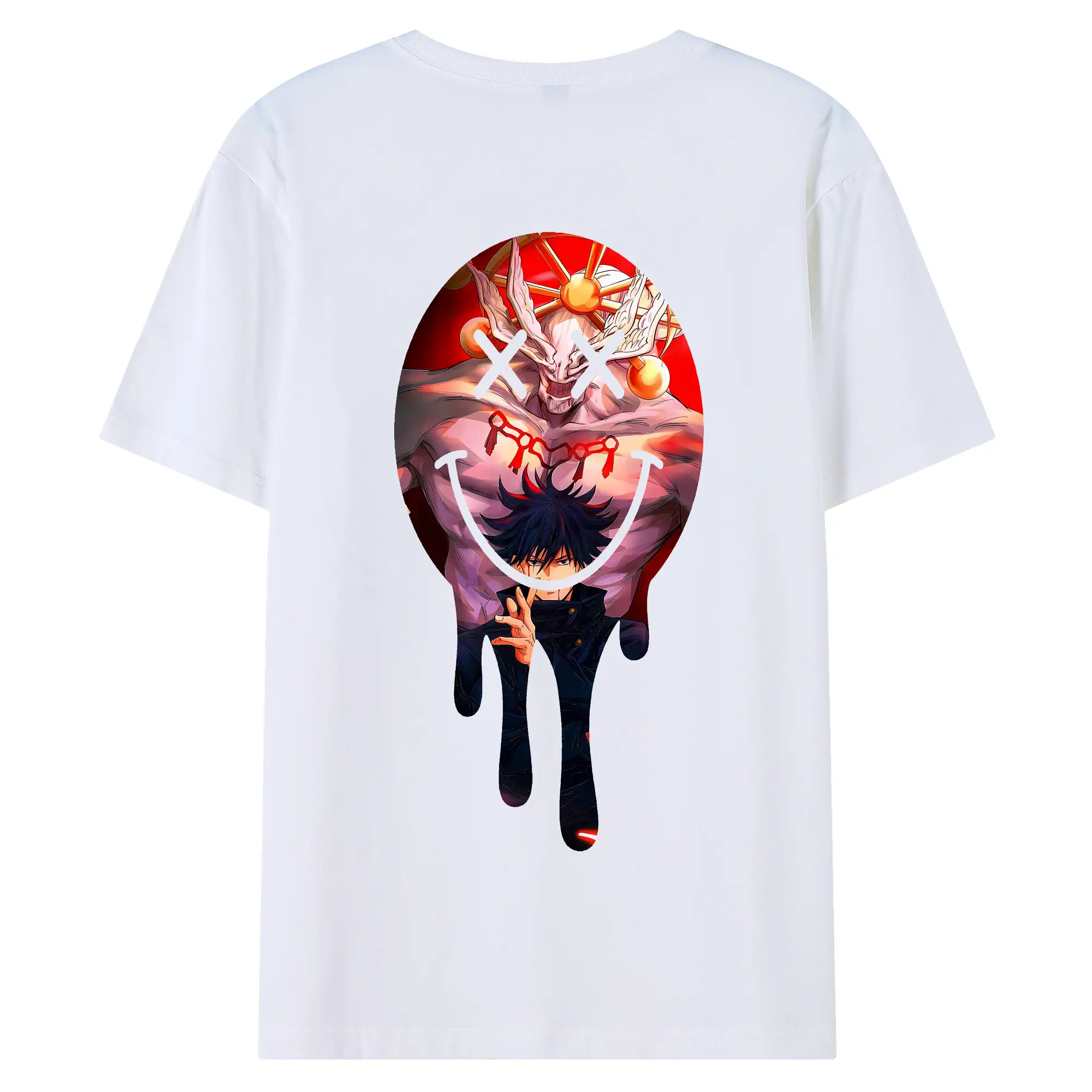 呪術廻戦 グッズ,伏黒 恵 - 綿100％ 半袖Tシャツ ・ バックプリント ・ 快適 通気性 ・ 日常使い 散歩 スポーツ用