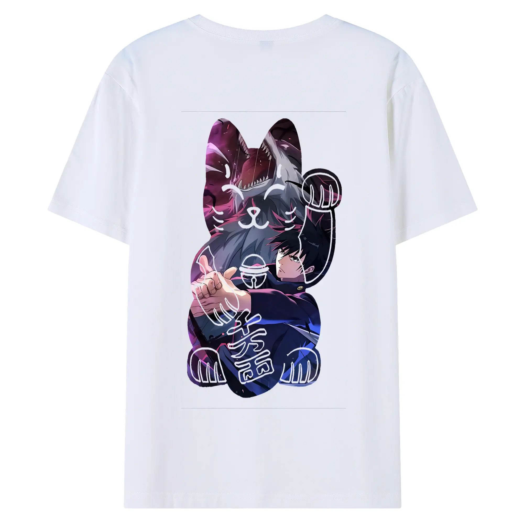 呪術廻戦 グッズ,伏黒 恵 - 綿100％ 半袖Tシャツ ・ バックプリント ・ 快適 通気性 ・ 日常使い 散歩 スポーツ用