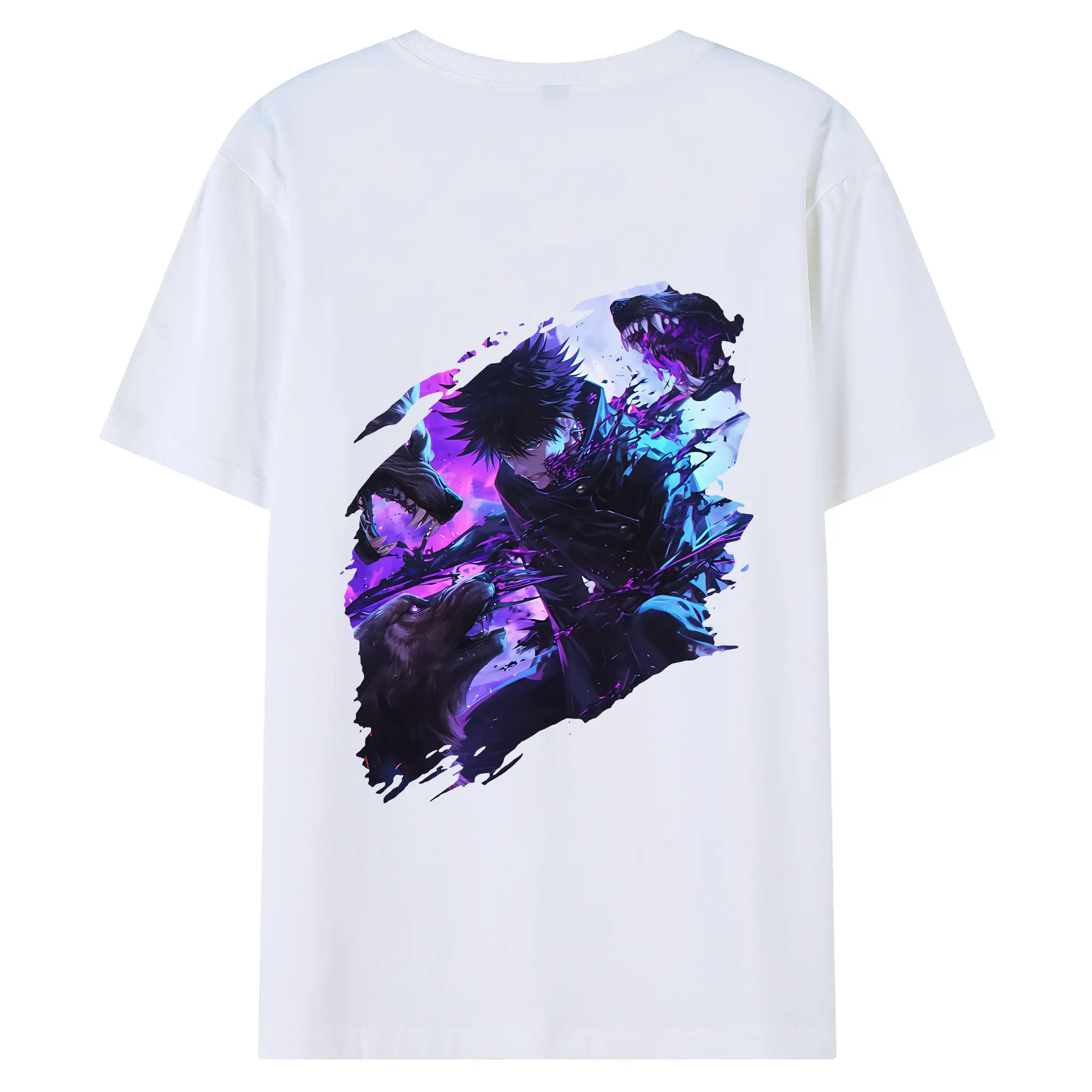 呪術廻戦 グッズ,伏黒 恵 - 綿100％ 半袖Tシャツ ・ バックプリント ・ 快適 通気性 ・ 日常使い 散歩 スポーツ用